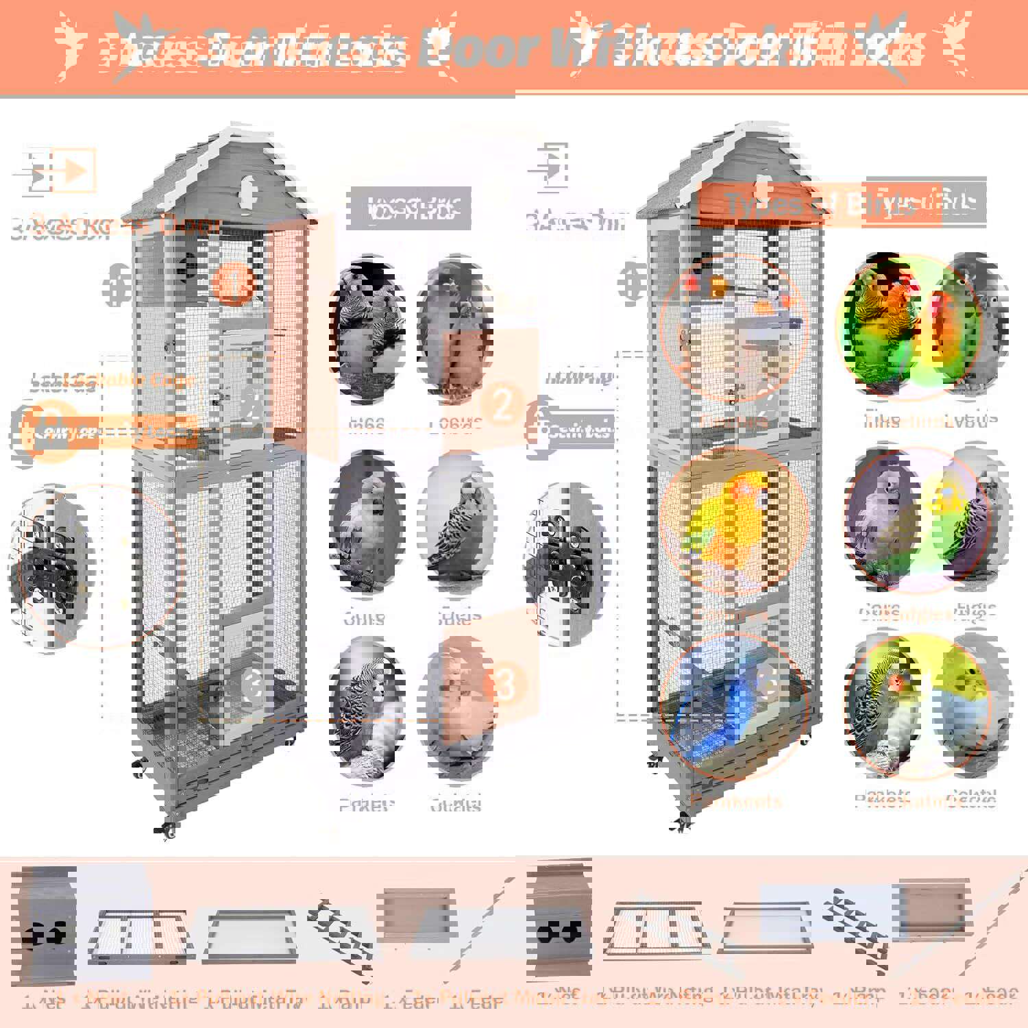 Close-up of secure lockable door on aviary