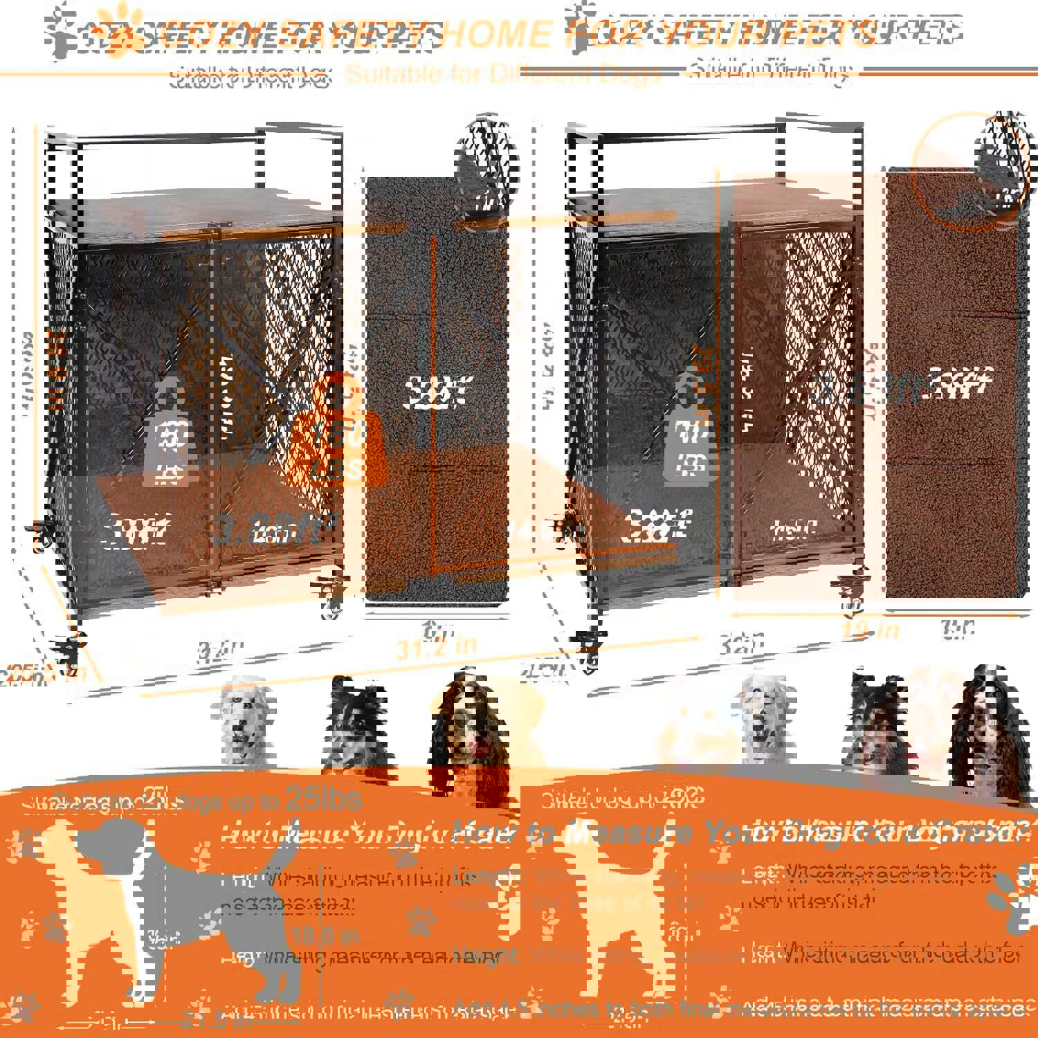 Stylish indoor dog kennel with wooden frame and slatted sides