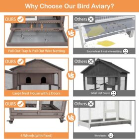 Multiple access doors on wooden bird cage