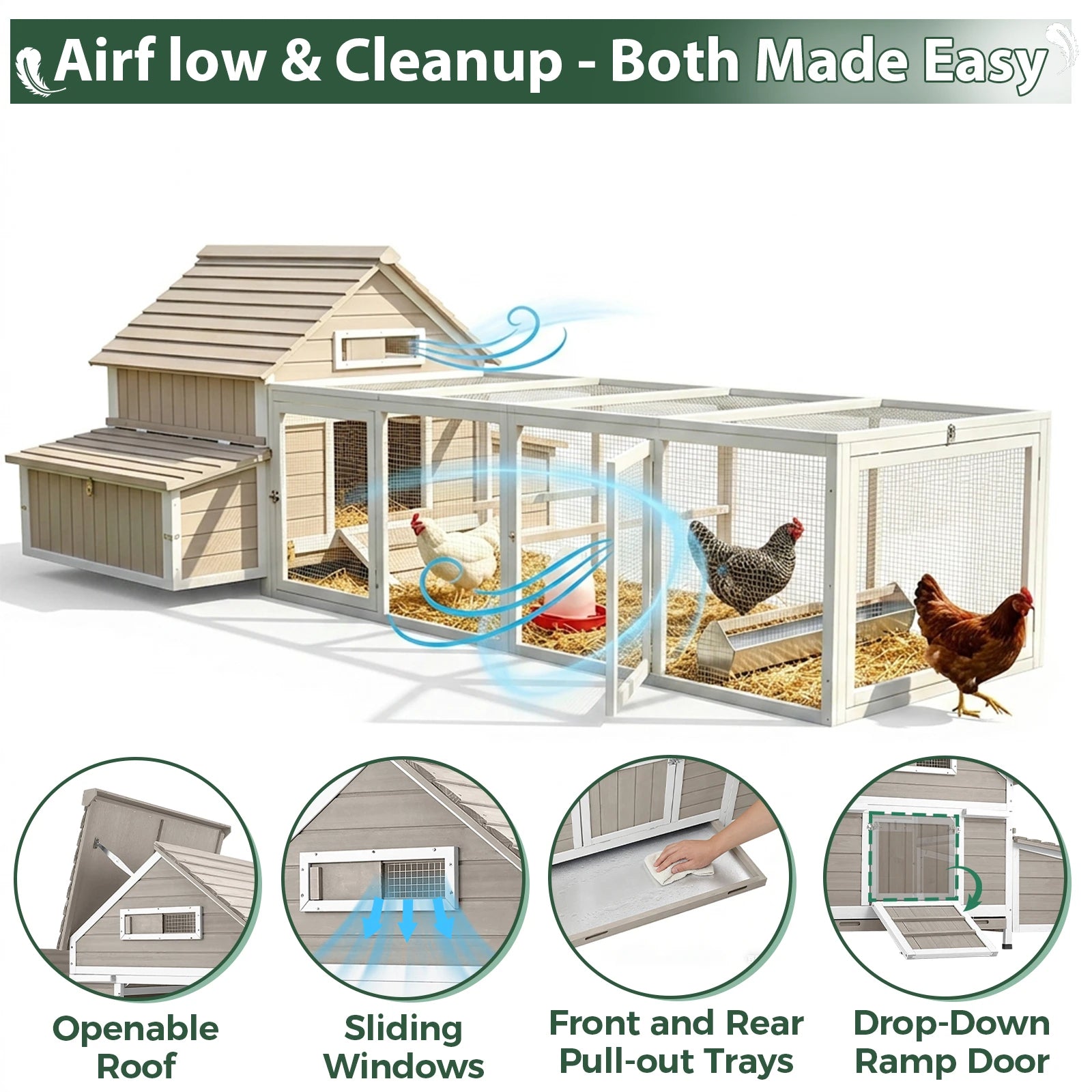 Large Expandable Chicken Coop – Modular Predator-Proof Hen House with Run & Nesting Boxes (PET86 + PET88 Extensions)