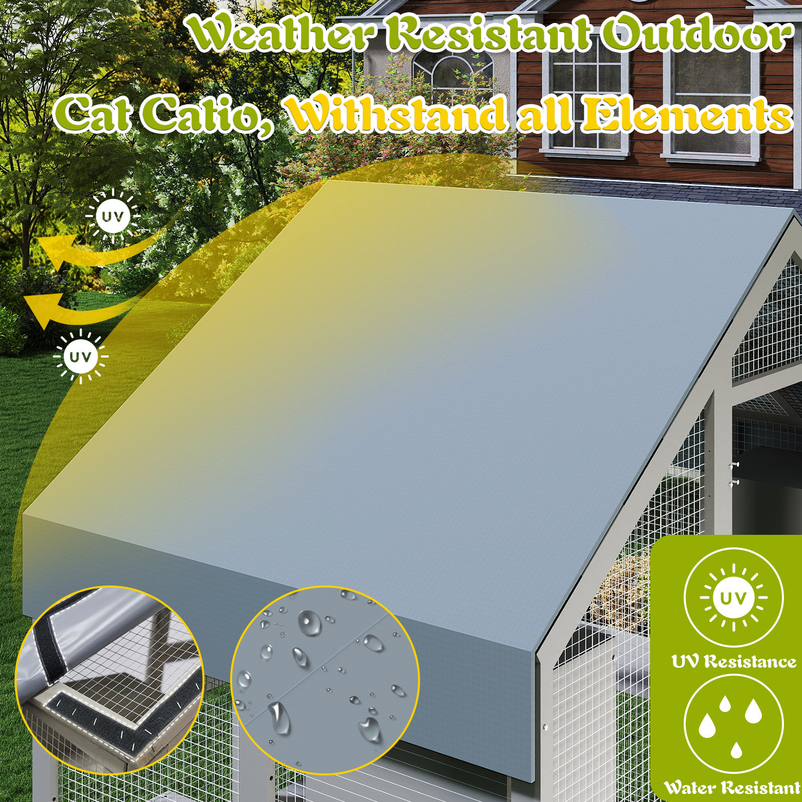 Weatherproof Walk-In Cat Enclosure with Bridges,4 Platforms & 2 Resting Boxes-PET12NEW