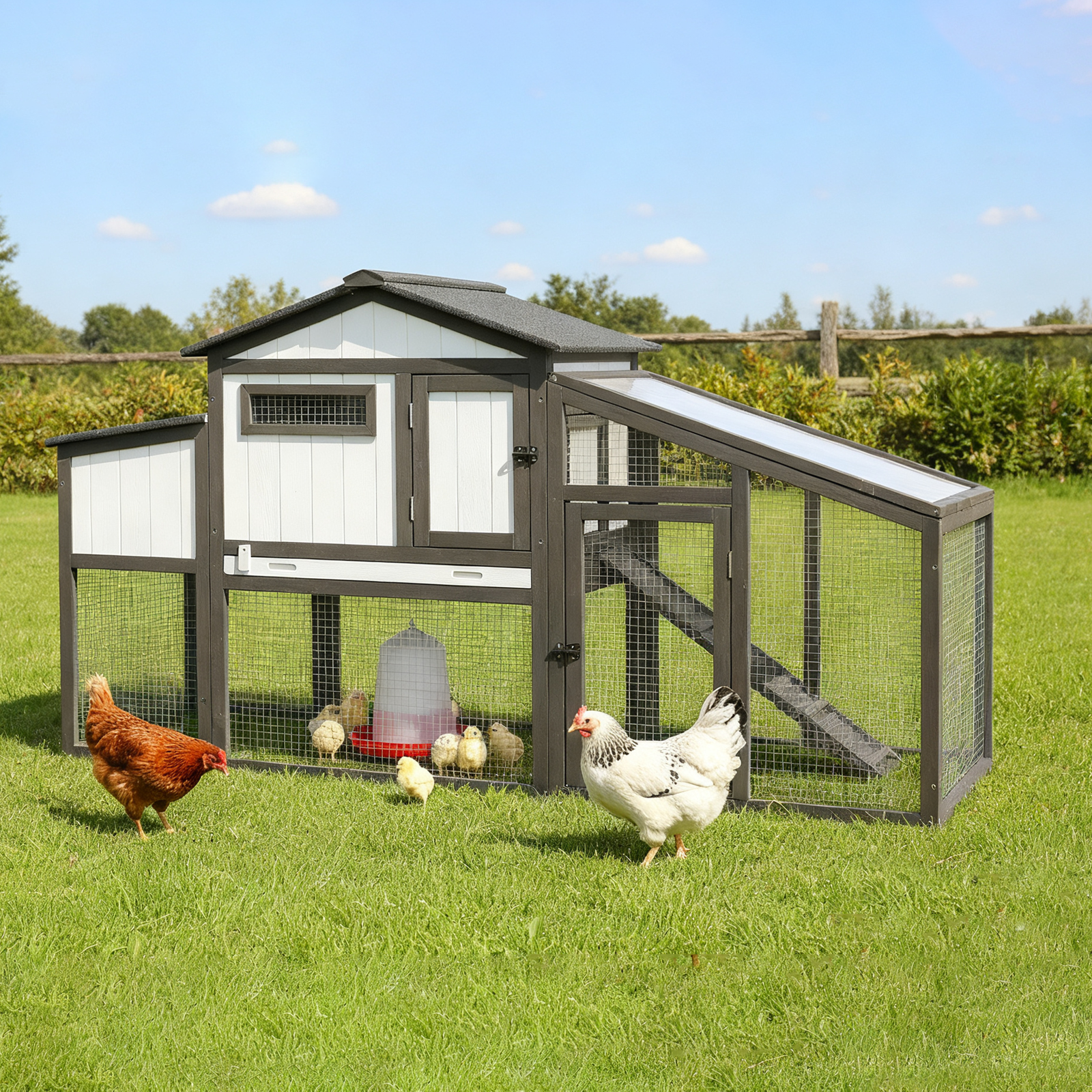 Chicken Coop Combinable Weatherproof & Predator-Proof - PET06 Black&White