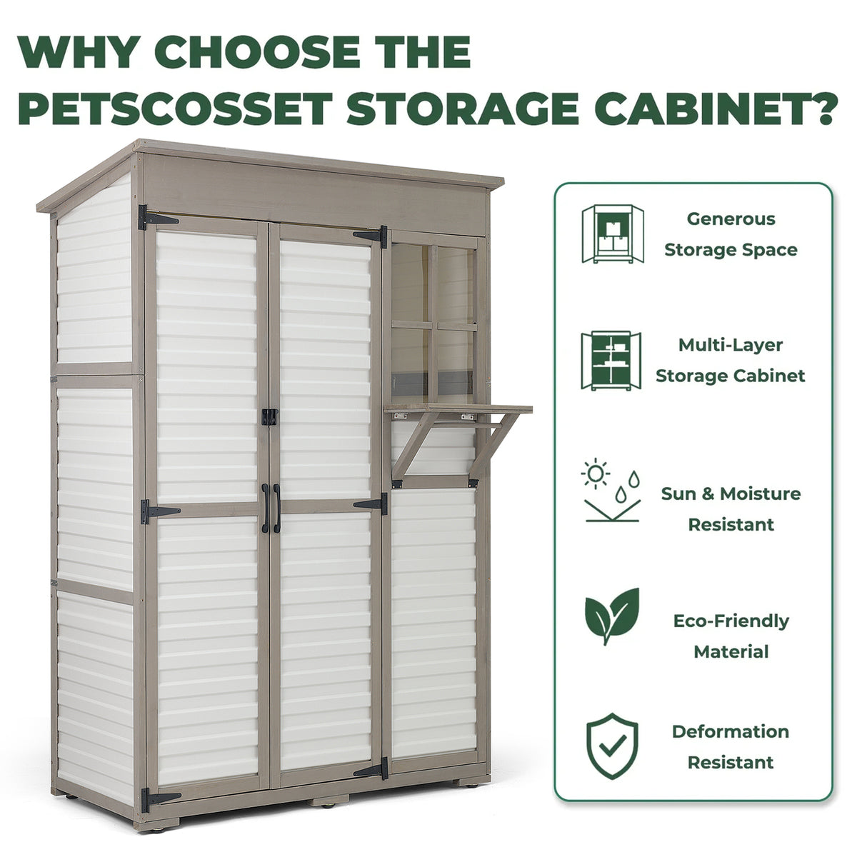 Extra Large (70.5 ″ Tall) Outdoor Storage Cabinet with Fold-Out Work Table-GF38