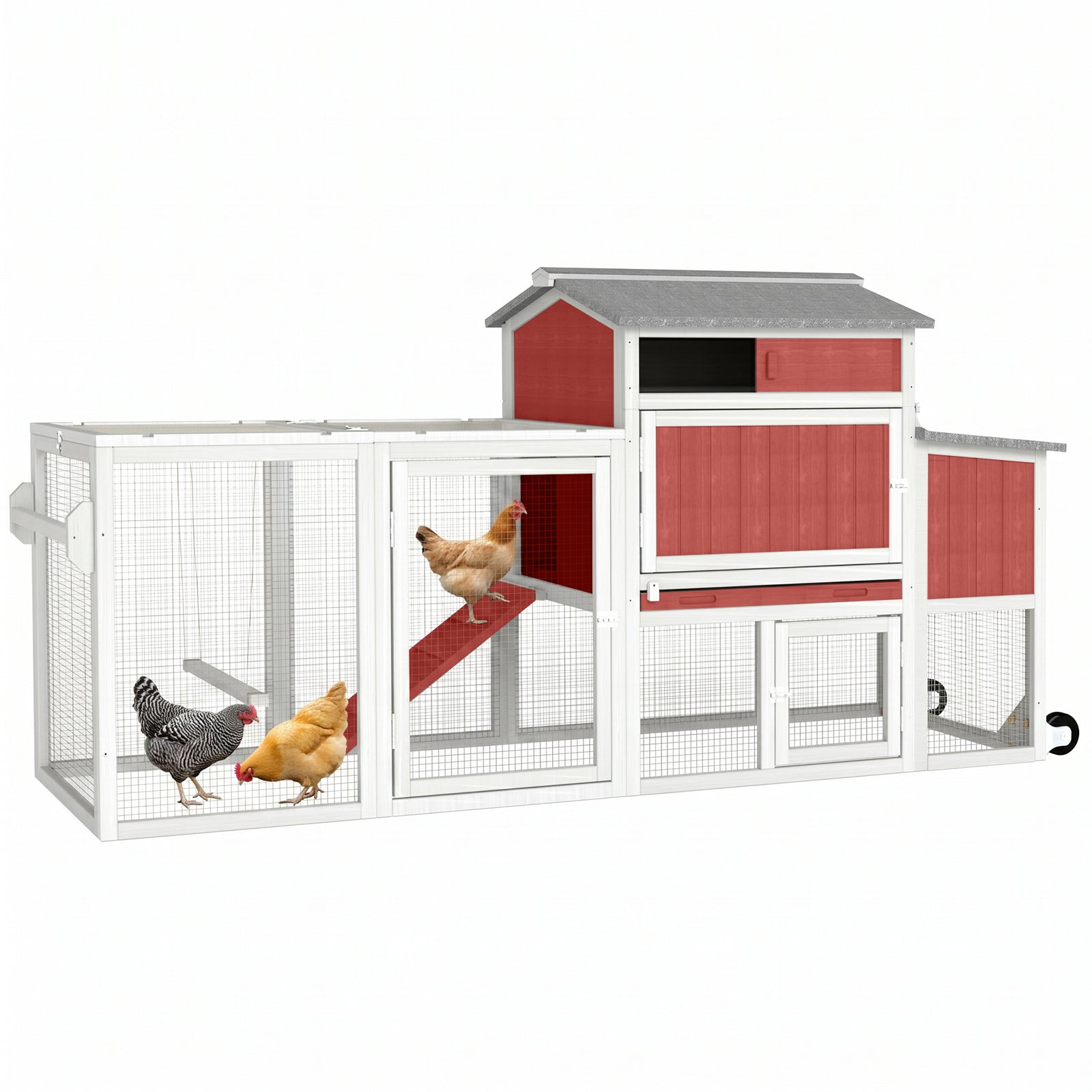 Small Chicken Coop with Run for 2–3 Chickens-Transparent Baffle Roof - PET82