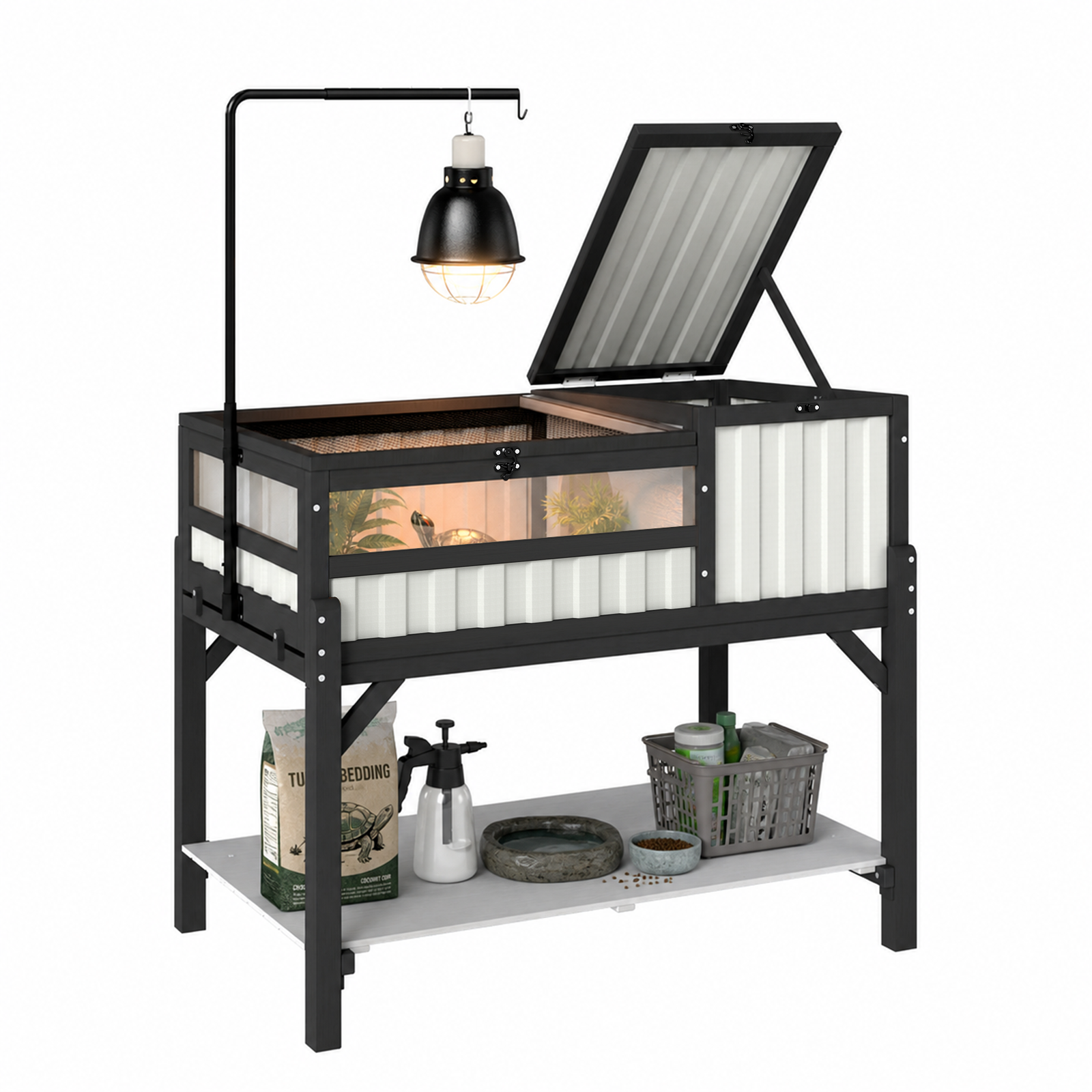 Elevated Tortoise Enclosure with Lamp Stand & Storage Shelf-TOR06