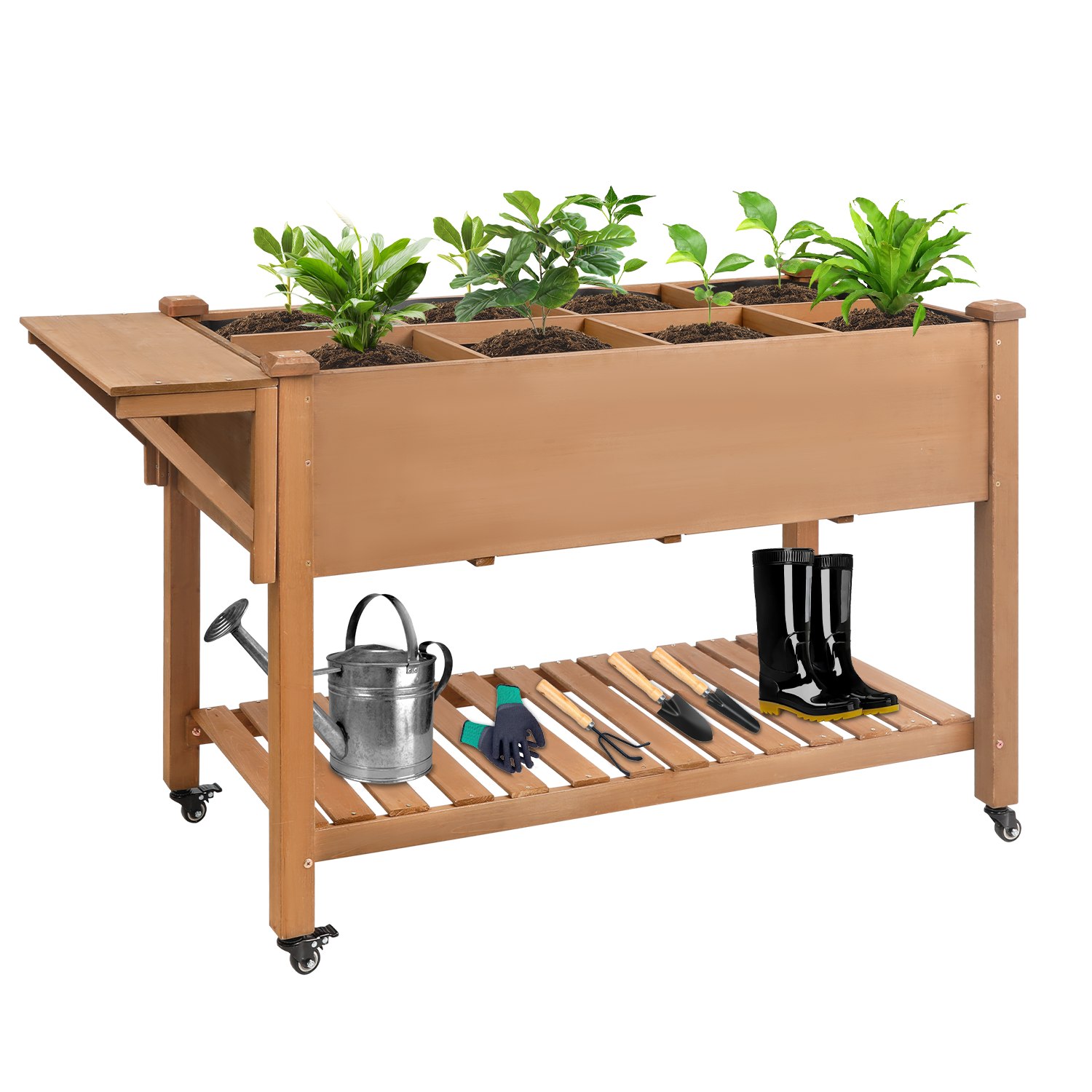 55.5x24x32in mobile raised garden bed on patio or balcony