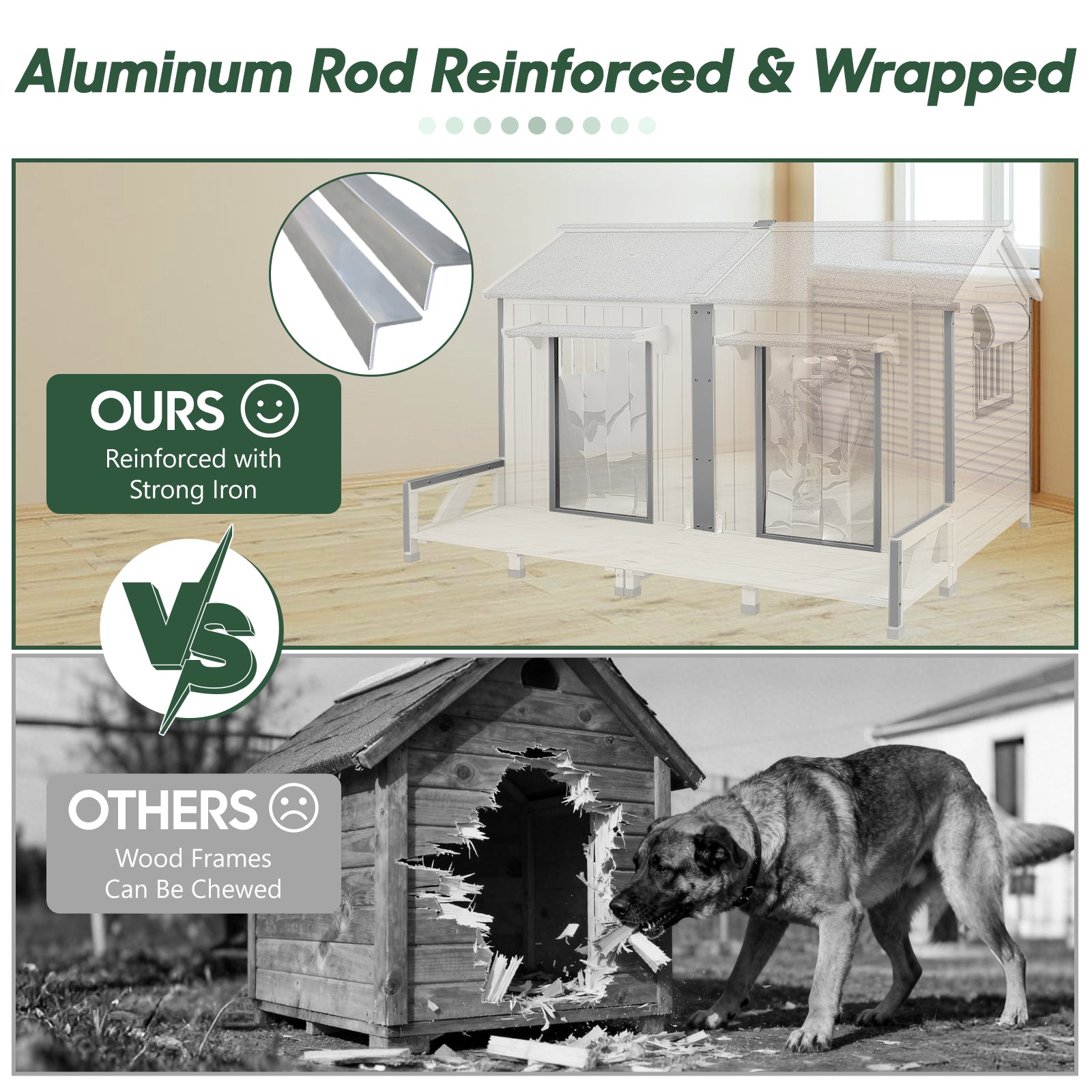 XL Dog House for 2 Dogs Chew-Proof Waterproof Roof-PET58