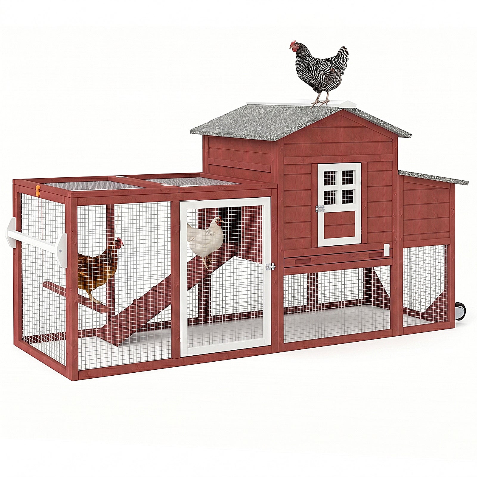 Medium Chicken Coop for 3-5 Chickens with Nesting Box, Tray and Wheels - PET21W