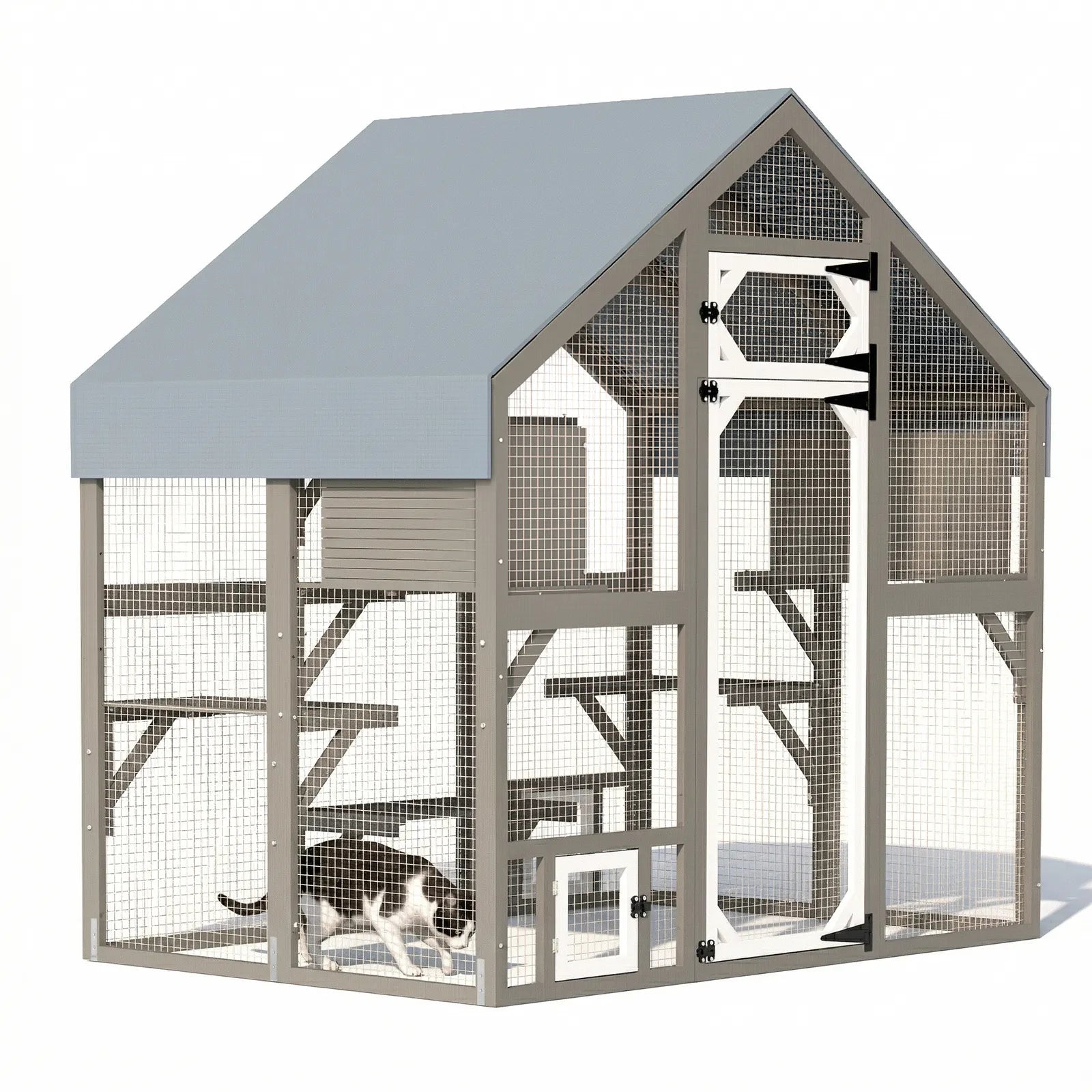 Expandable Outdoor Cat Catio with Muti Platforms, Two Rest Rooms-PET03