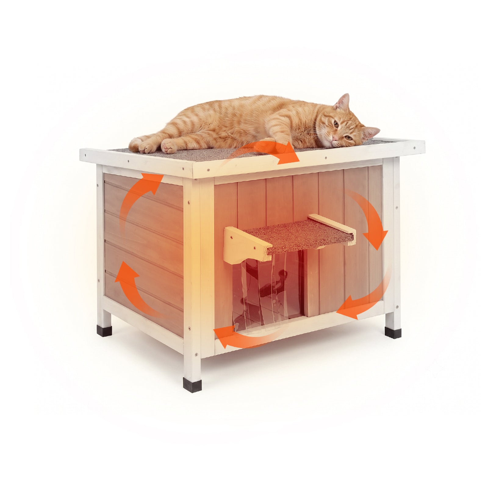 PETSCOSSET Insulated Cat House, Outdoor Small Feral Cat Shelter