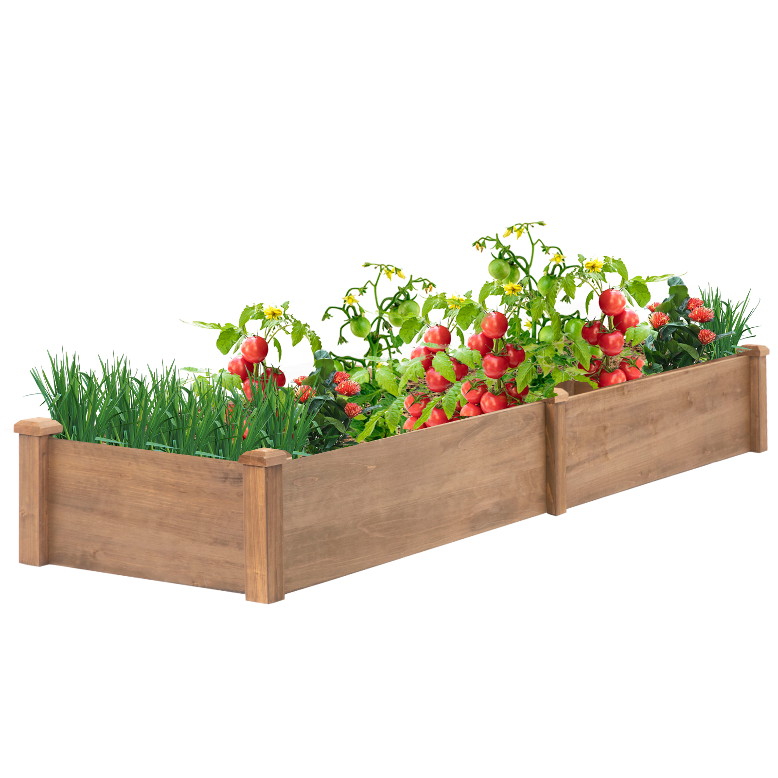 PETSCOSSET 92.9″L Raised Garden Bed Wooden Planter Box Vegetable Garden Box for Outdoor Gardening, Brown