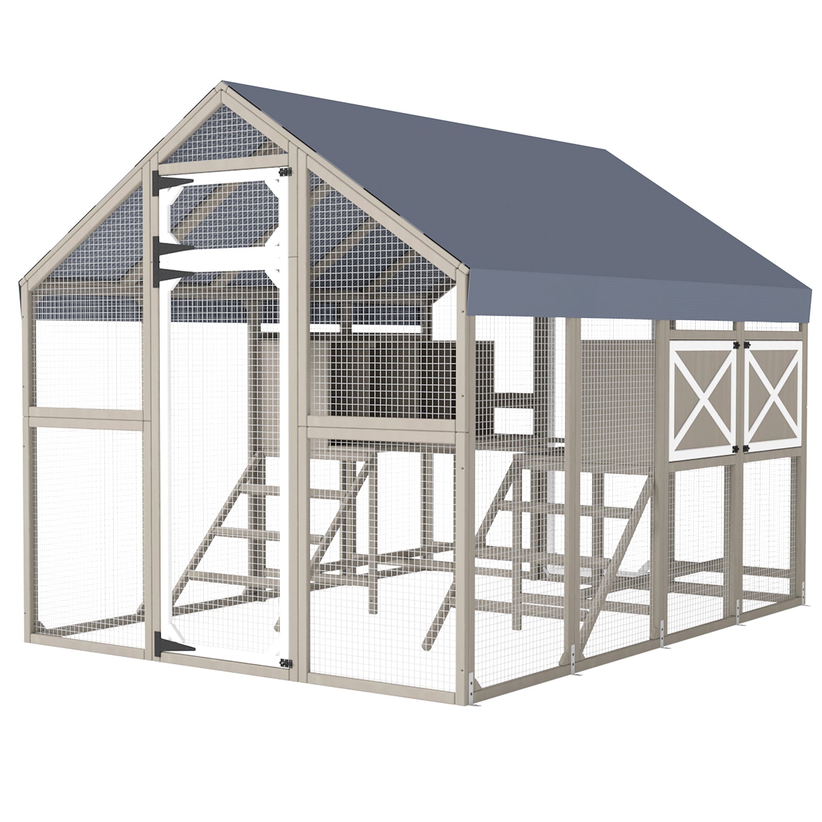 Large Chicken Coop for 8-12 Chickens, Walk-In Run with Nesting Boxes-PET29