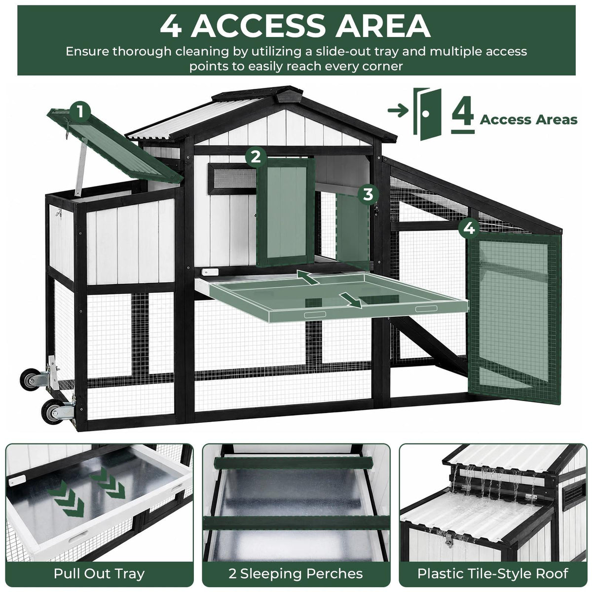Modular Small Chicken Coop with Run for 2–3 Chickens - PET06