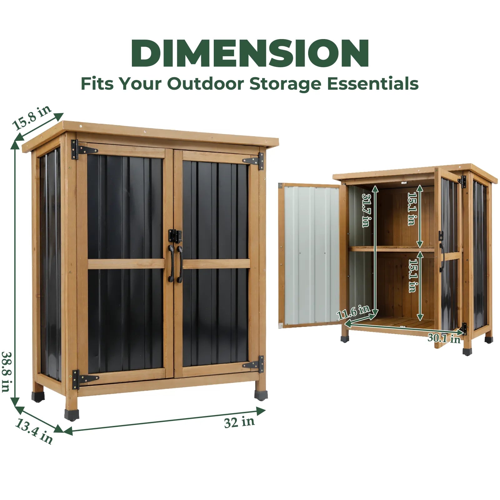 38.8″L Outdoor Storage Shed, Garden Storage Cabinet-GF31