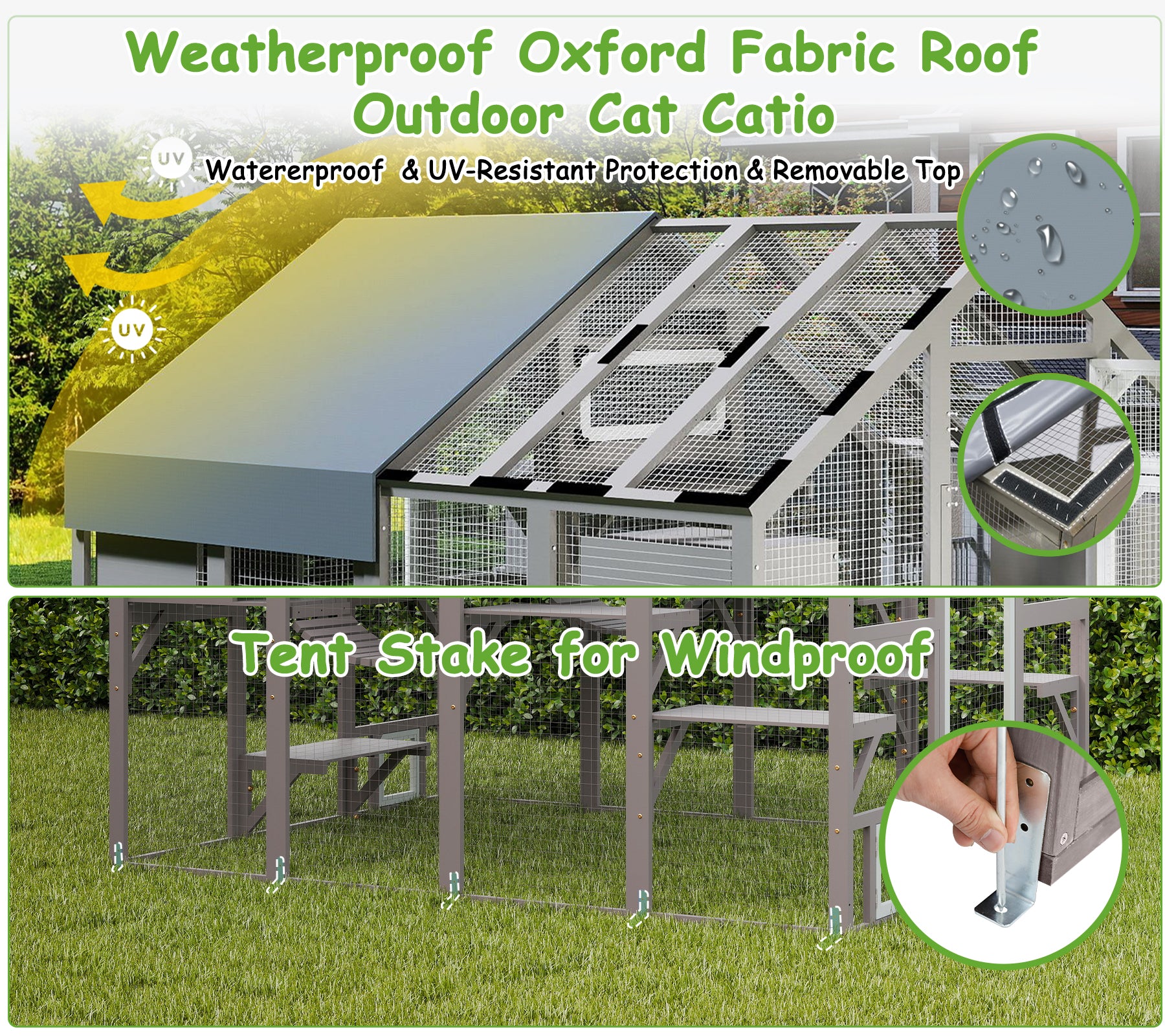 Weatherproof Walk-In Cat Enclosure with Bridges,4 Platforms & 2 Resting Boxes-PET12NEW