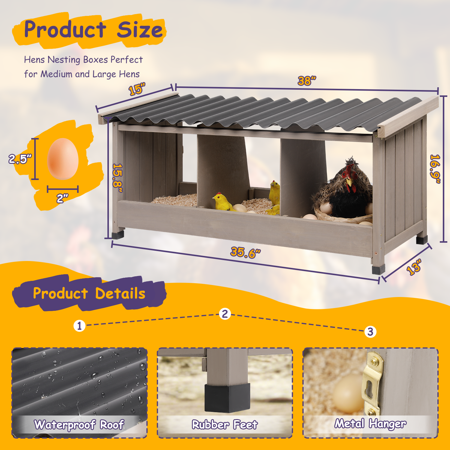 Durable PVC roofing protecting the nesting box from rain