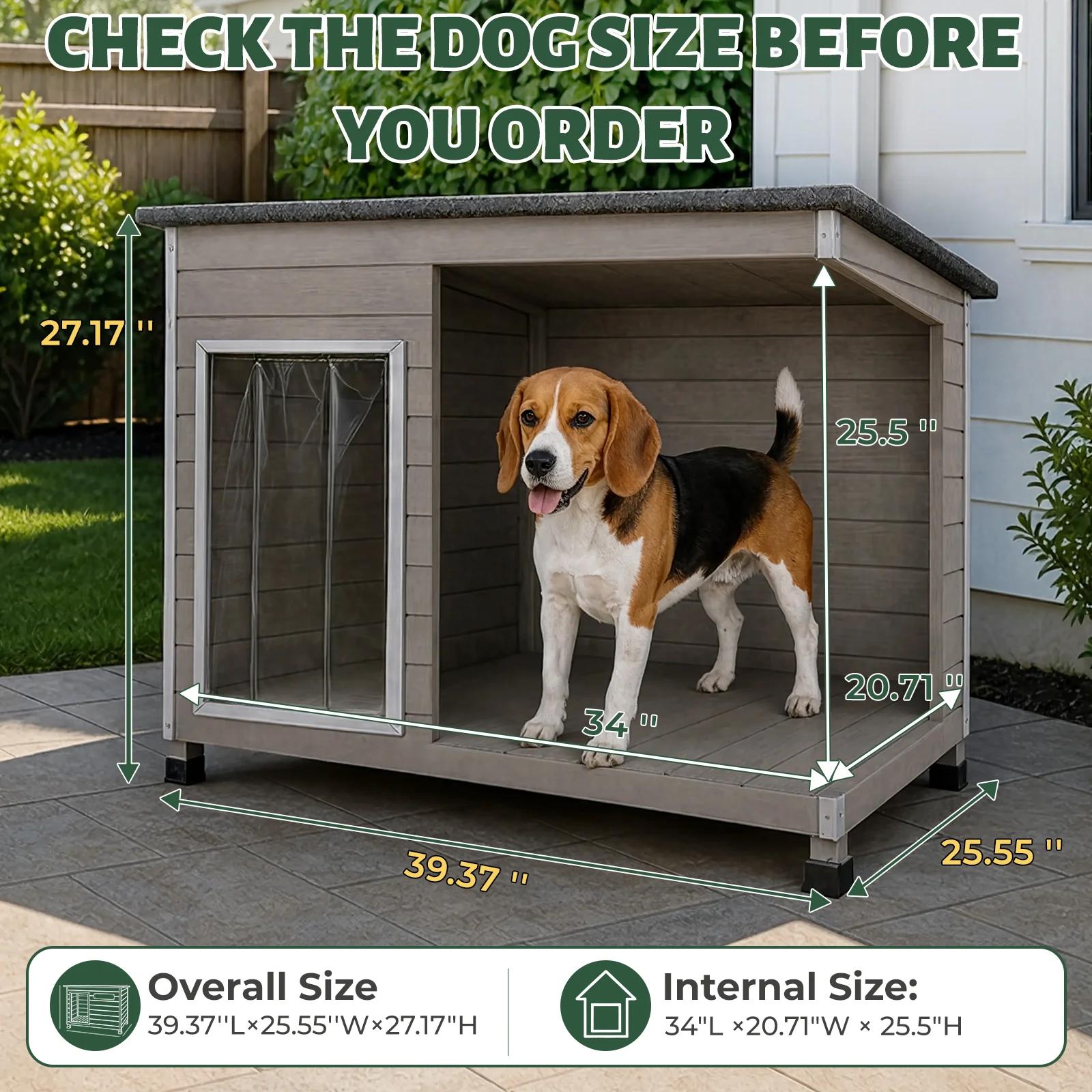 Small Dog House (33.8"L)Metal-Reinforced Chew-Proof Rainproof - PET63