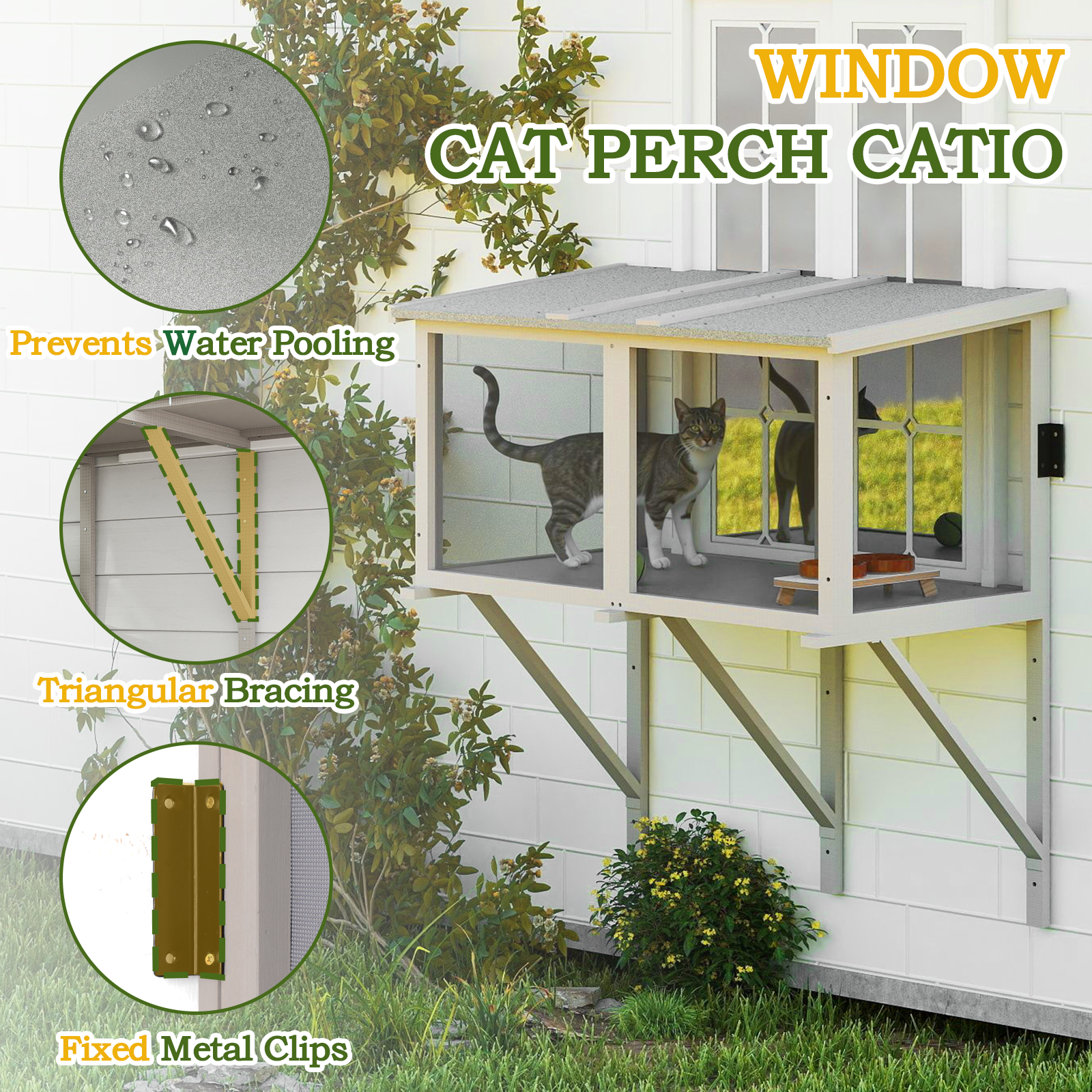 Cat Window Box, Window Catio Outdoor Enclosure-PET07