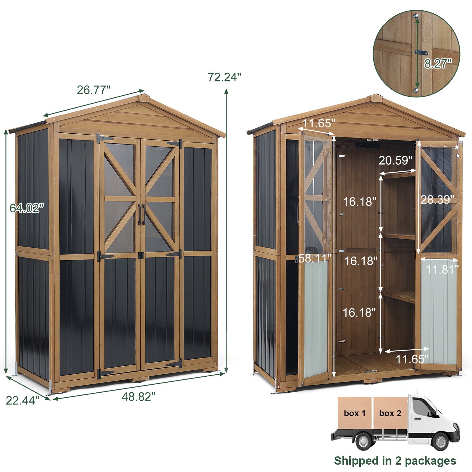 Extra Large (72.24 ″ Tall) Outdoor Storage Cabinet with Adjustable Shelves & Anti-Tip Kit - GF42