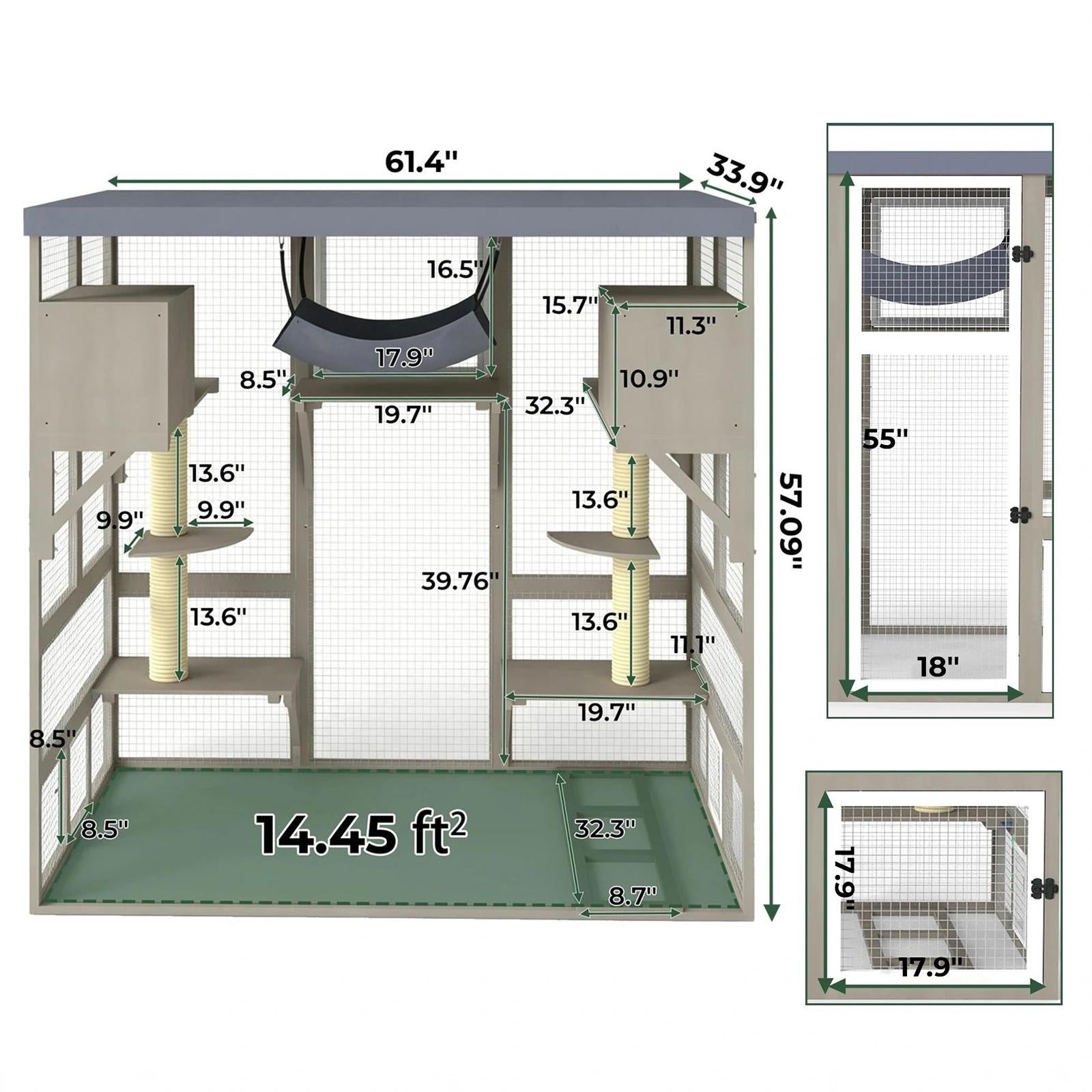 Expandable Multi-Cat Catio with 7 Platforms,2 Rooms, A Hammock & 2 Scratch Posts-PET91