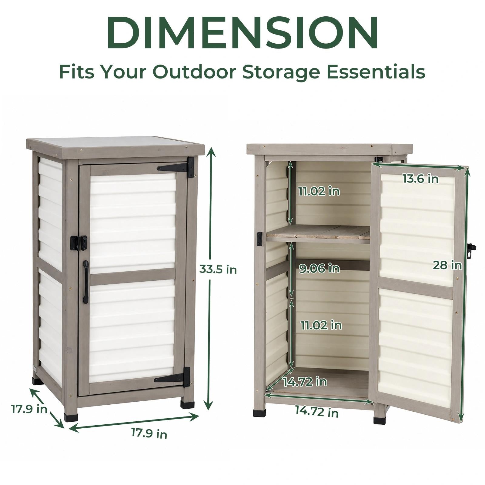 Small (33.5 ″ Tall) Outdoor Storage Cabinet with Metal Top & Shelves - GF35