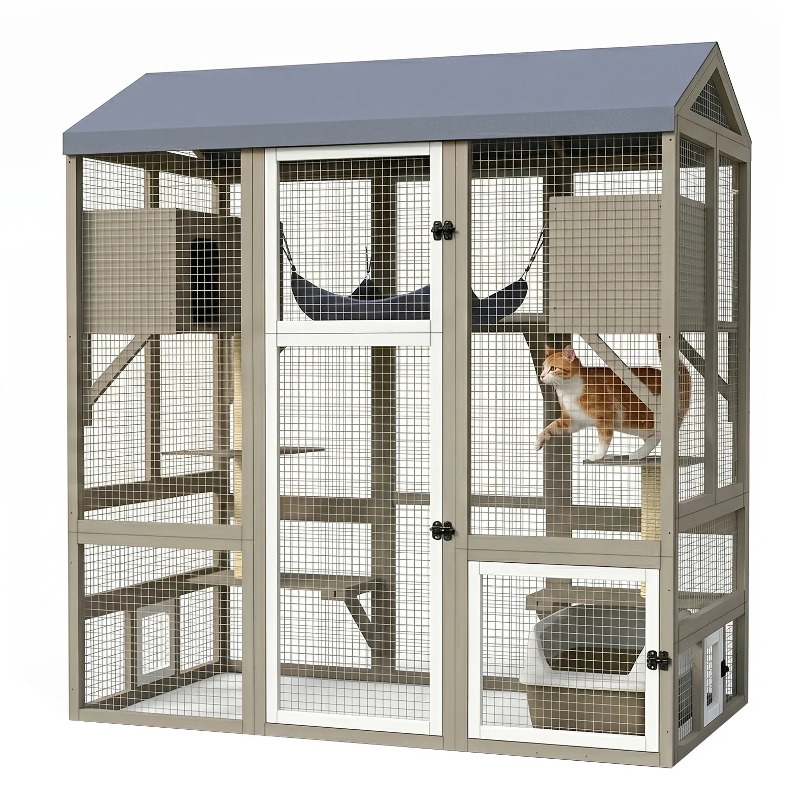 4-Story Large Catio Outdoor Enclosure with Waterproof Roof-PET90