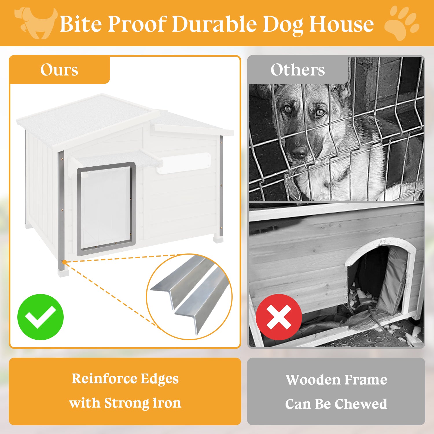 Durable anti-chew dog kennel with ventilation openings