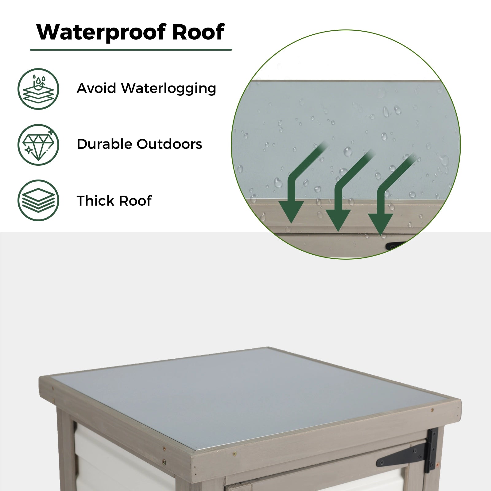 Outdoor Waterproof Storage Cabinet with Metal Top & Adjustable Shelves-GF35