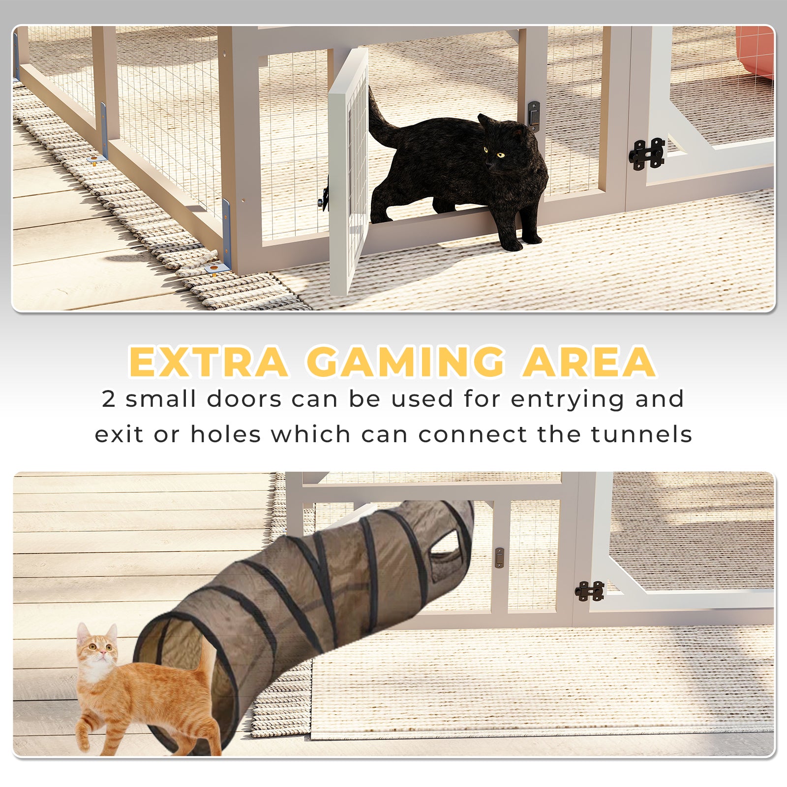 Weatherproof Walk-In Cat Enclosure with Bridges,4 Platforms & 2 Resting Boxes-PET12NEW