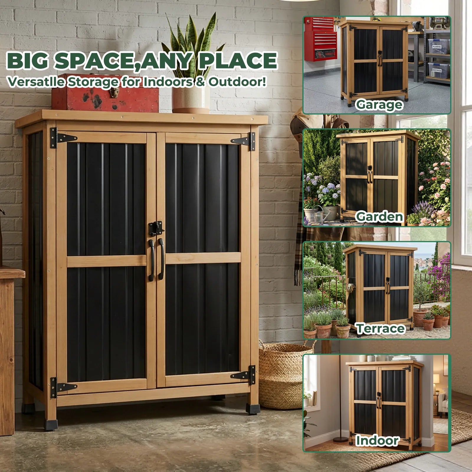 38.8″L Outdoor Storage Shed, Garden Storage Cabinet-GF31