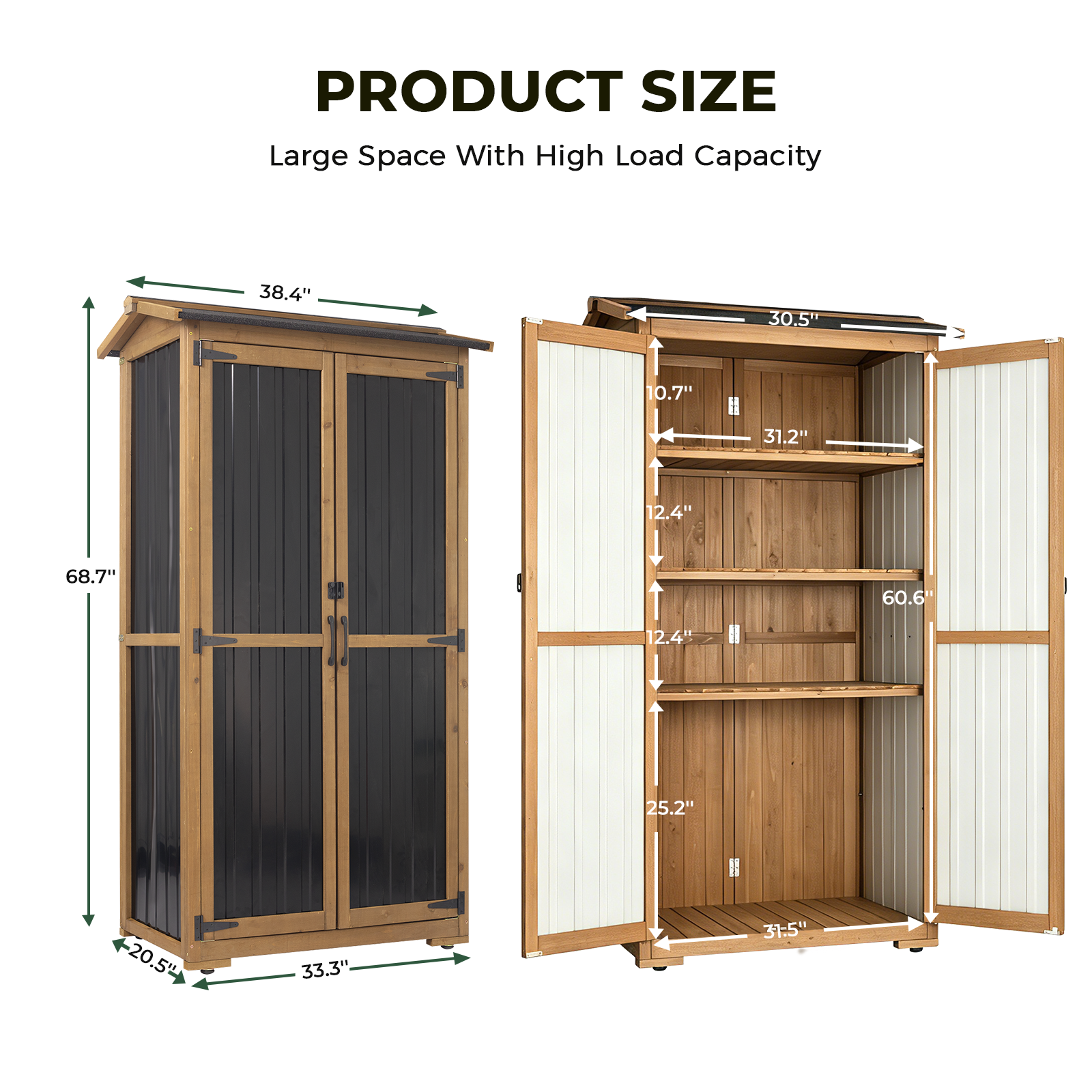 Outdoor Storage Cabinet with Shelves, Waterproof Roof-GF37