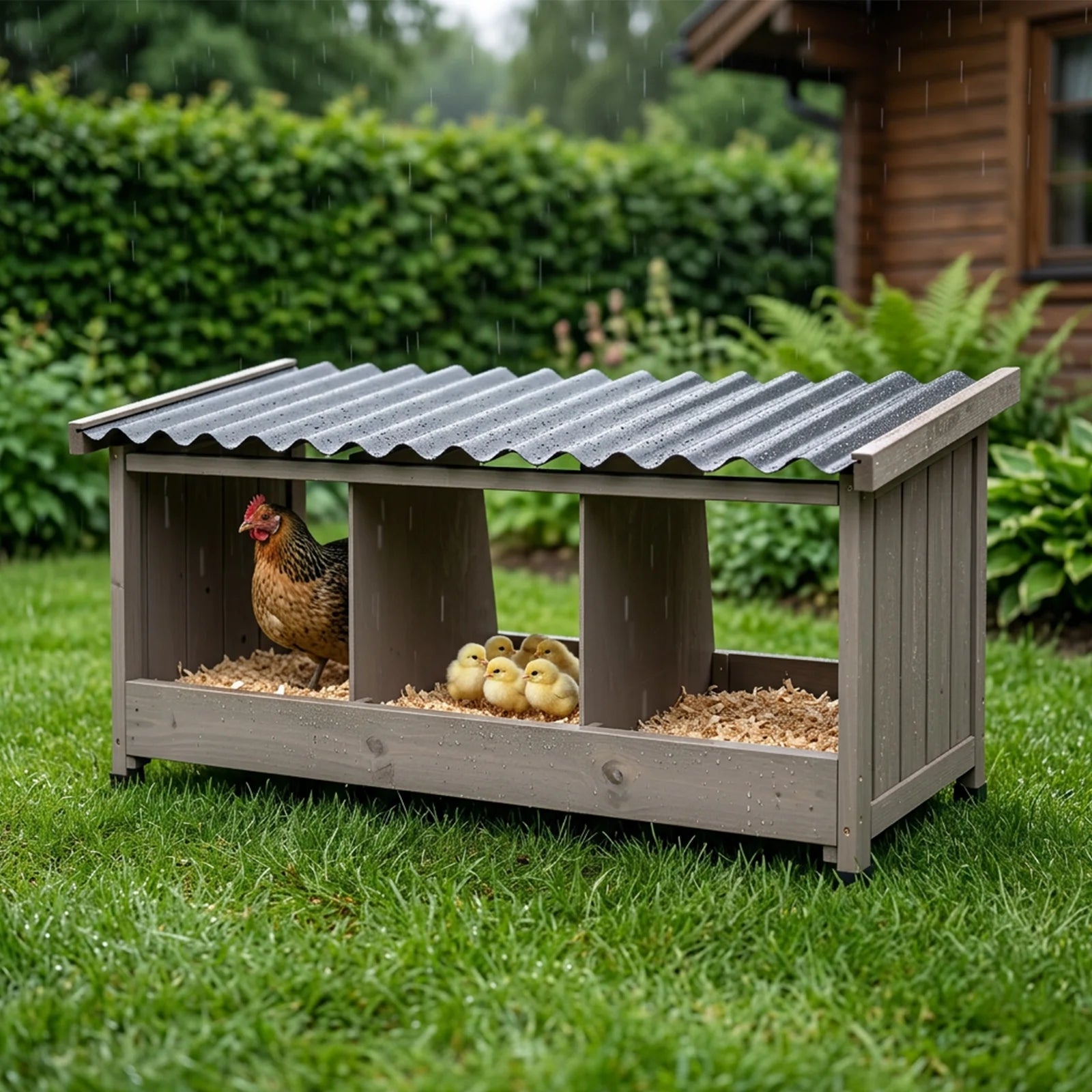Triple Chicken Nesting Box with PVC Roof - PET56