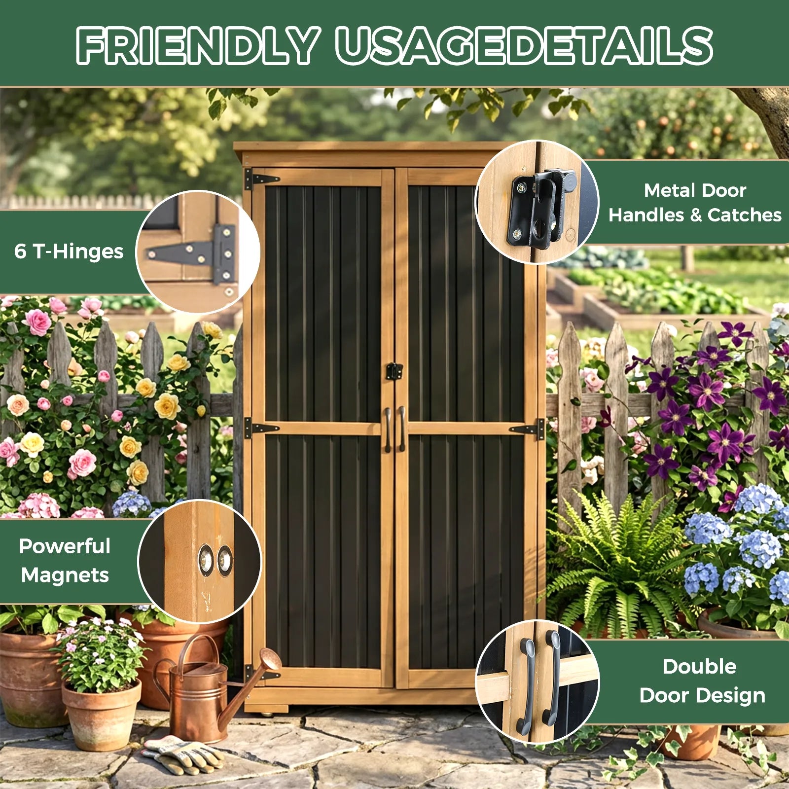 Indoor & Outdoor Waterproof Storage Cabinet with Shelves -GF32