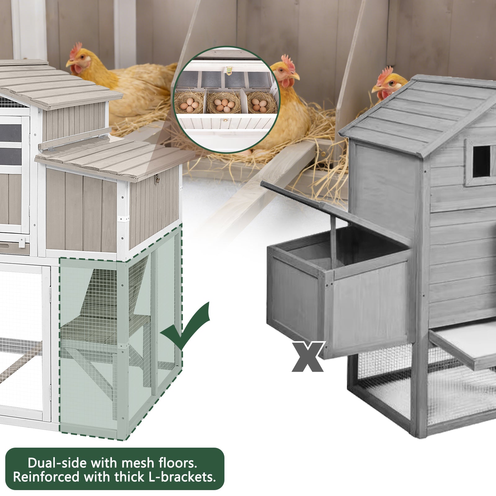 Medium Chicken Coop Predator-Proof for 2–4 Chickens Expandable to Large Coop - PET85