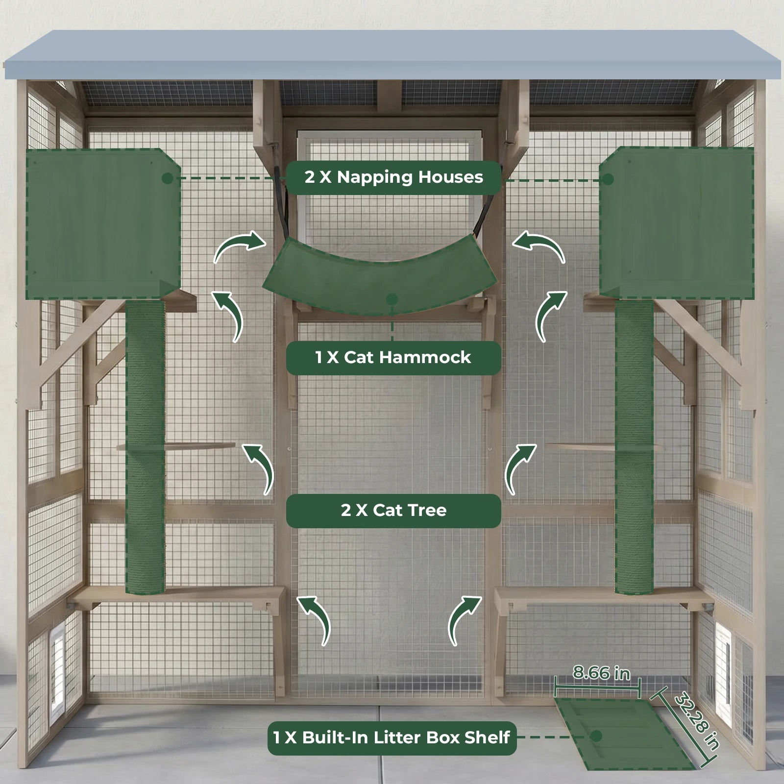 4-Story Large Catio Outdoor Enclosure with Waterproof Roof-PET90