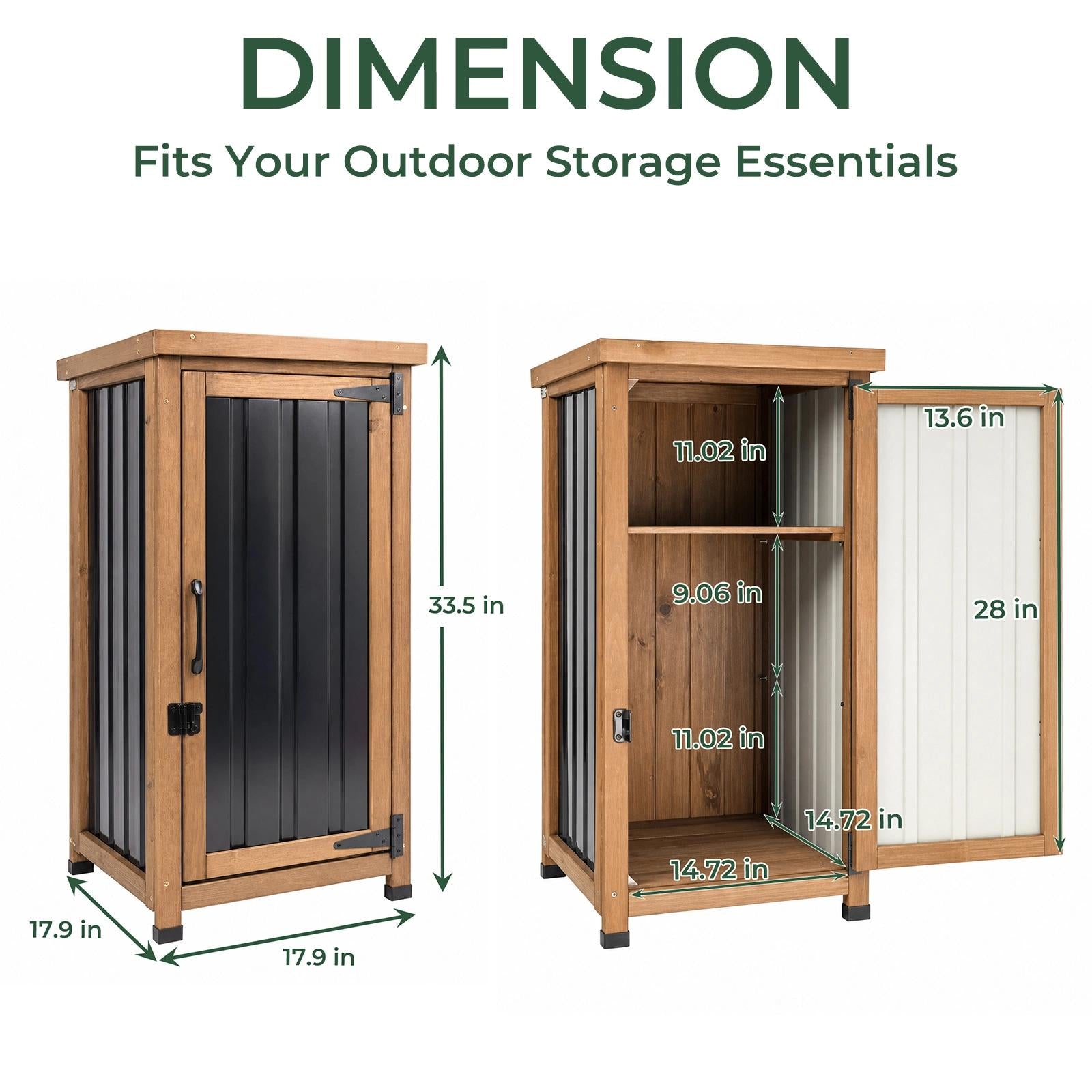 Small (33.5 ″ Tall) Outdoor Storage Cabinet with Metal Top & Shelves - GF35