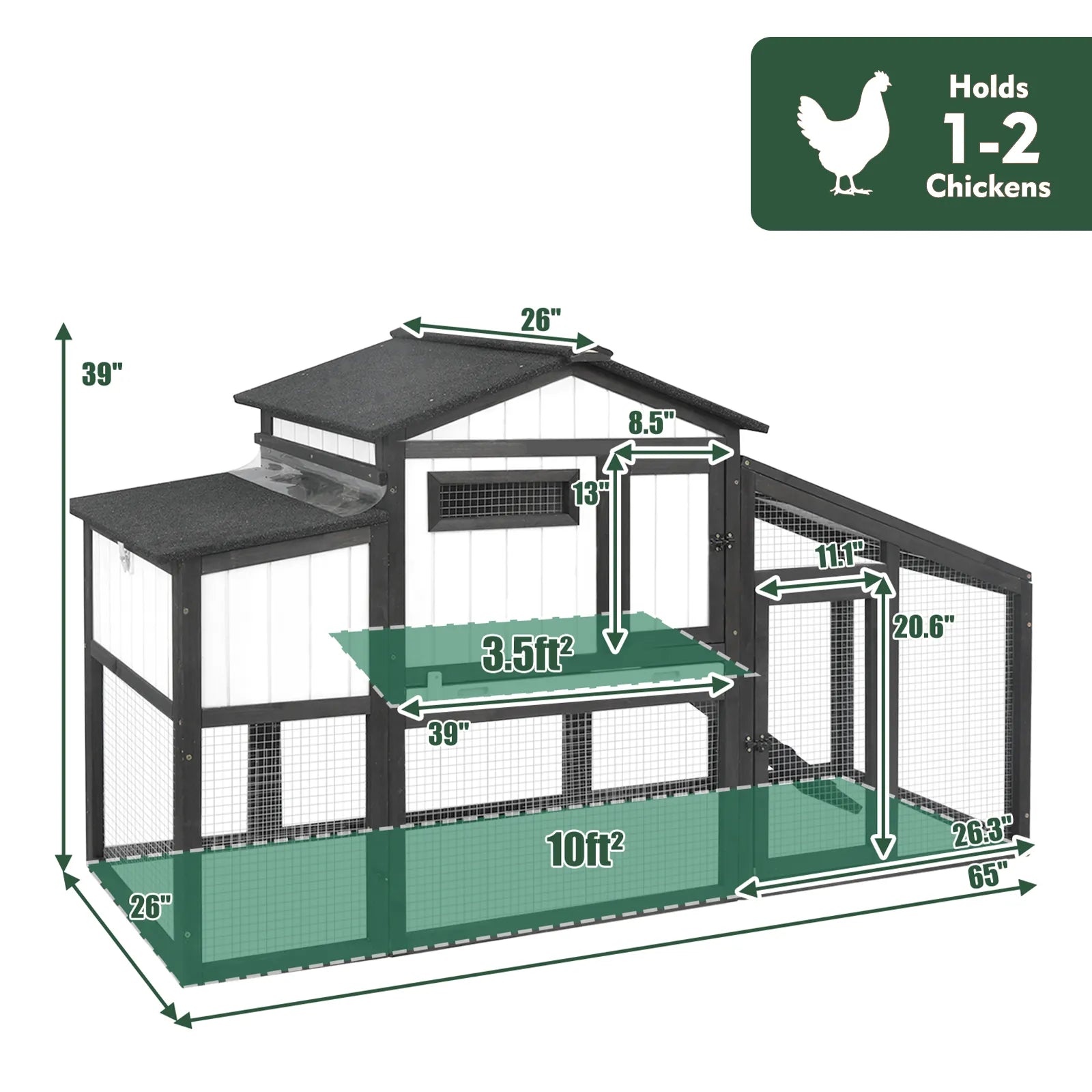 Small Chicken Coop with Run for 2–3 Chickens – Modular