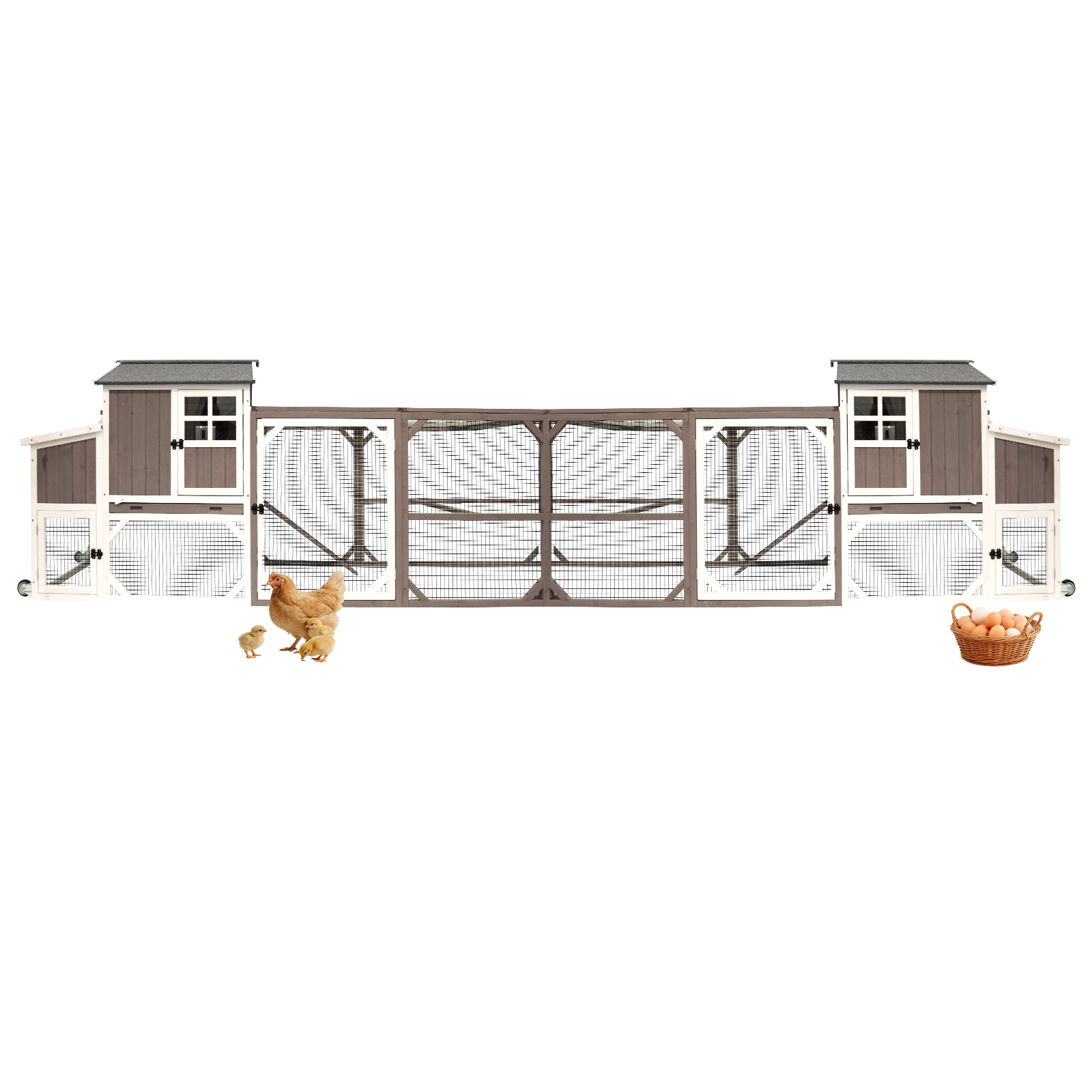 Medium Chicken Coop with Run for 4-8 Chickens Expandable to Large Coop