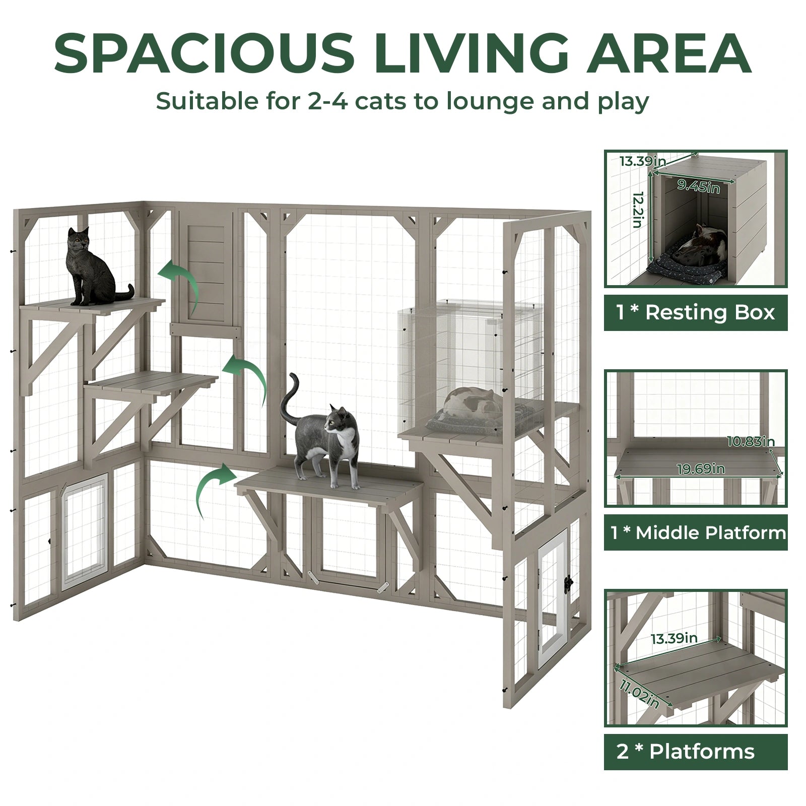 Medium Walk-In Catio Enclosure with Window Access-PET78