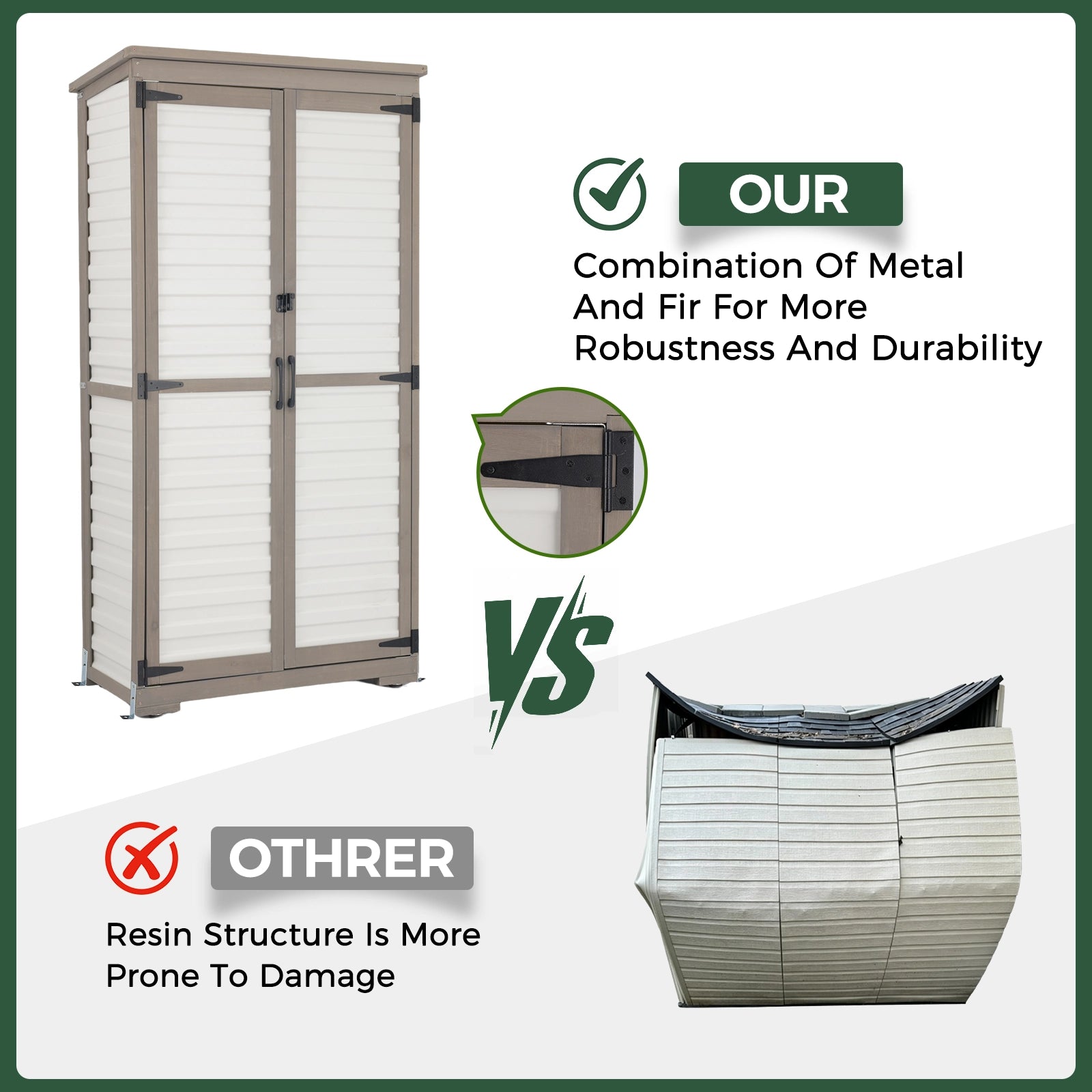 Indoor & Outdoor Waterproof Storage Cabinet with Shelves -GF32