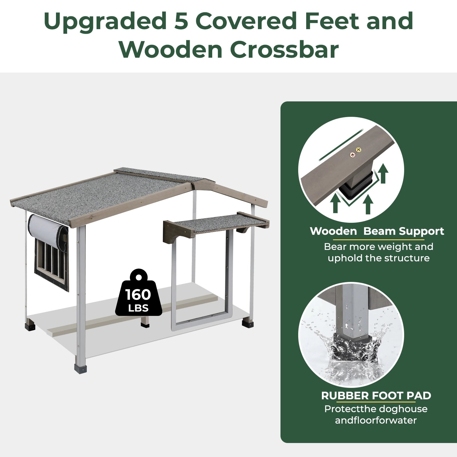 Small Dog House (30.1"L)Metal-Reinforced Chew-Proof Rainproof - PET46