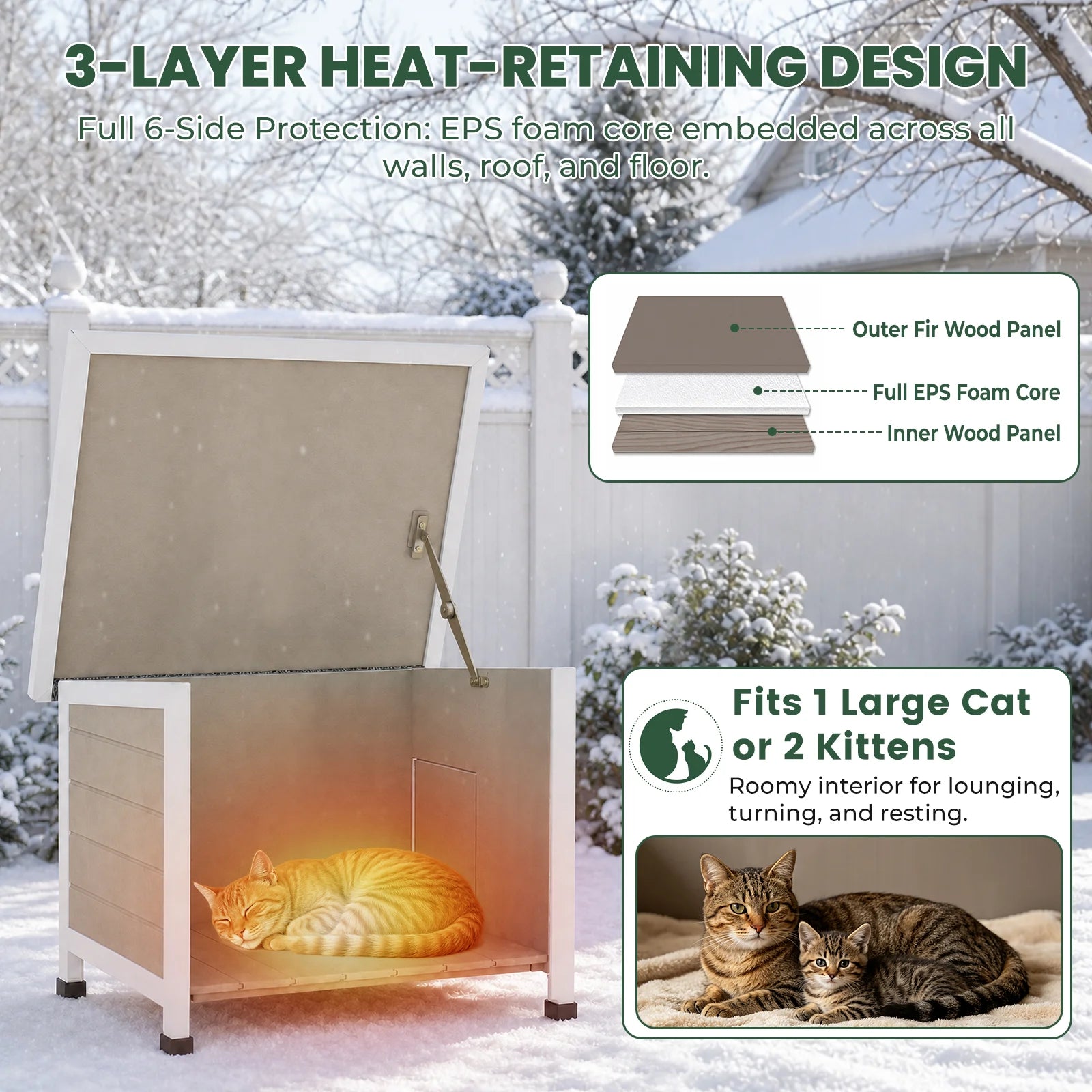Weatherproof Wooden Cat House with Elevated Bottom- PET18