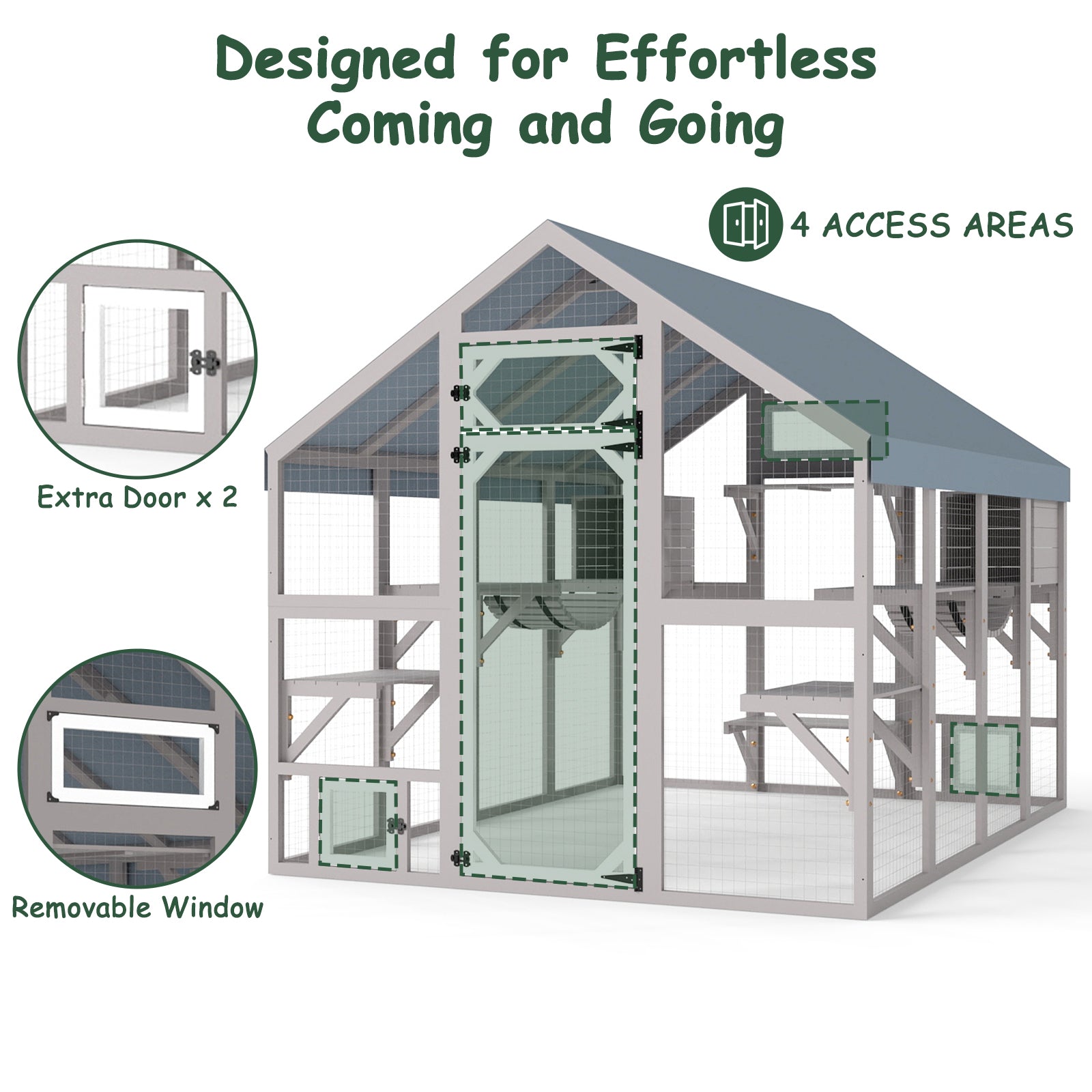 Weatherproof Walk-In Cat Enclosure with Bridges,4 Platforms & 2 Resting Boxes-PET12NEW