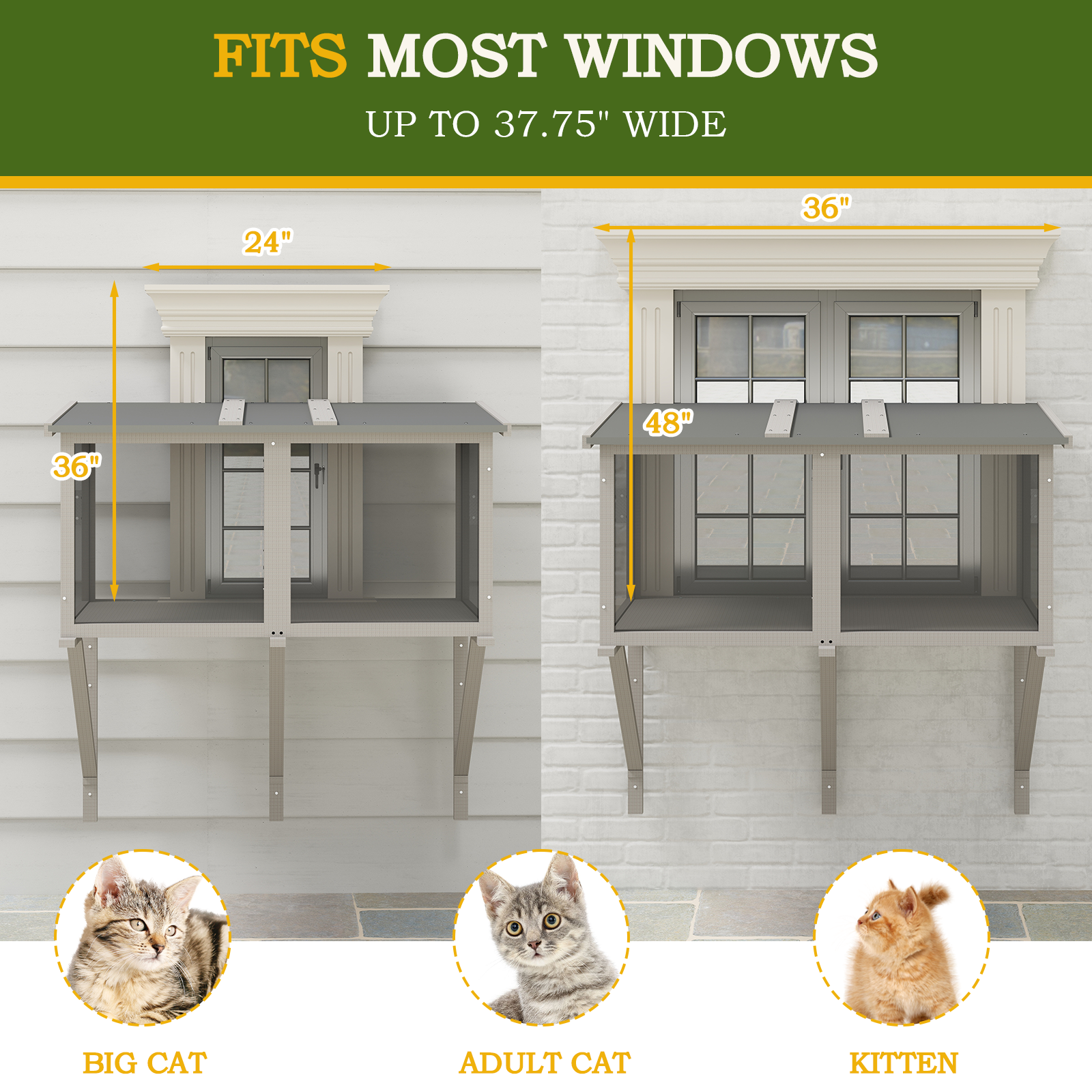 Cat Window Box, Window Catio Outdoor Enclosure-PET07