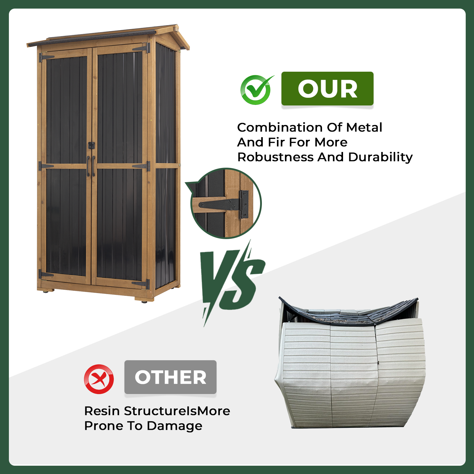 Outdoor Storage Cabinet with Shelves, Waterproof Roof-GF37