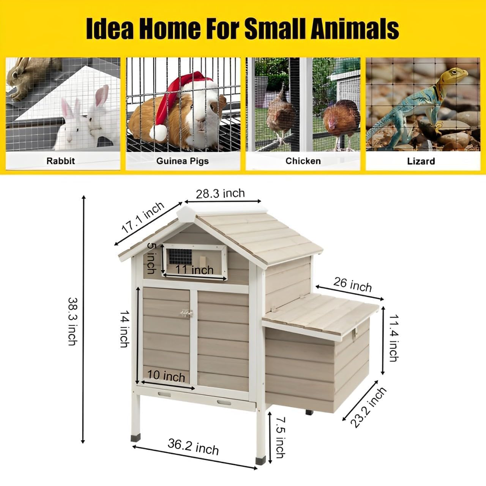 36″ Raised Hen House with Removable Tray-PET26
