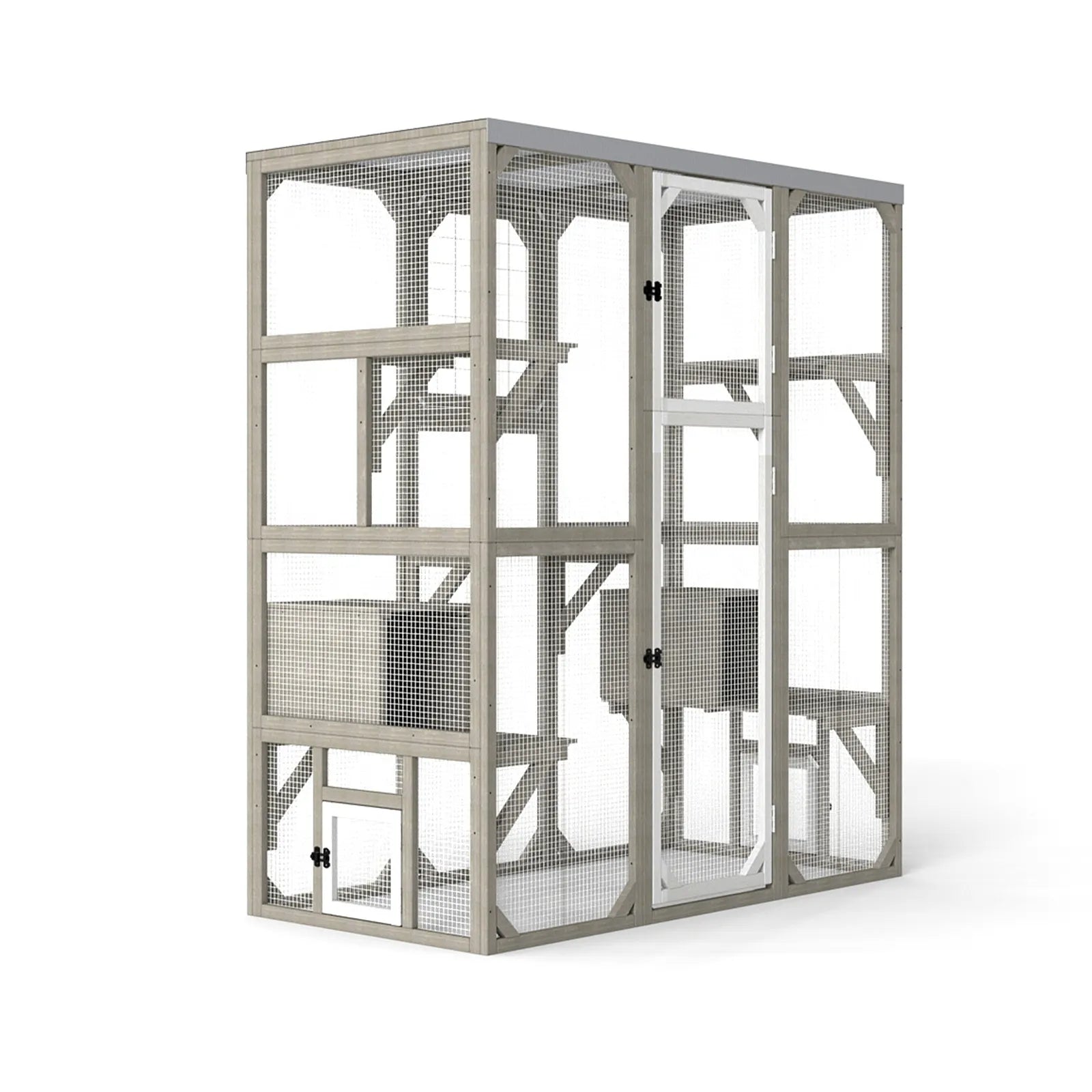 Large Solid Wood Outdoor Catio Enclosure with Platforms - PET16NEW