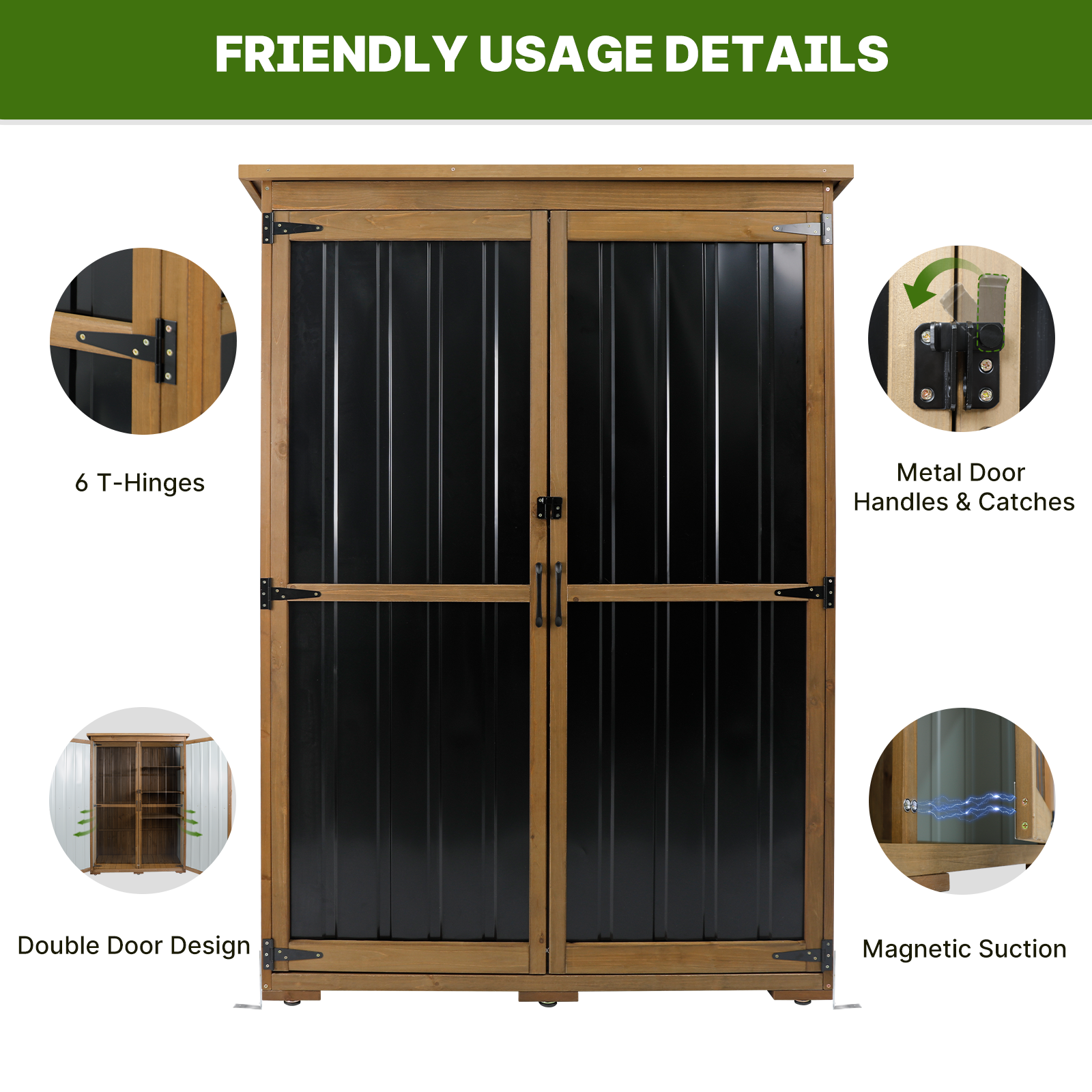 68.3″H Outdoor Storage Cabinet with 3 Adjustable Shelves-GF33