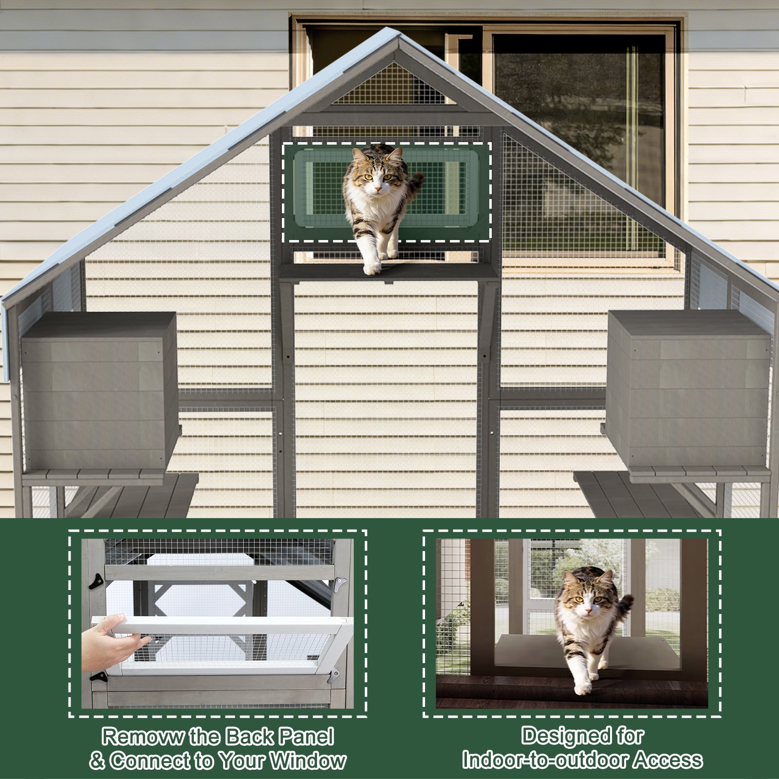 Large Walk-in Catio with 2 Rest Rooms & Multi-Platforms - PET03