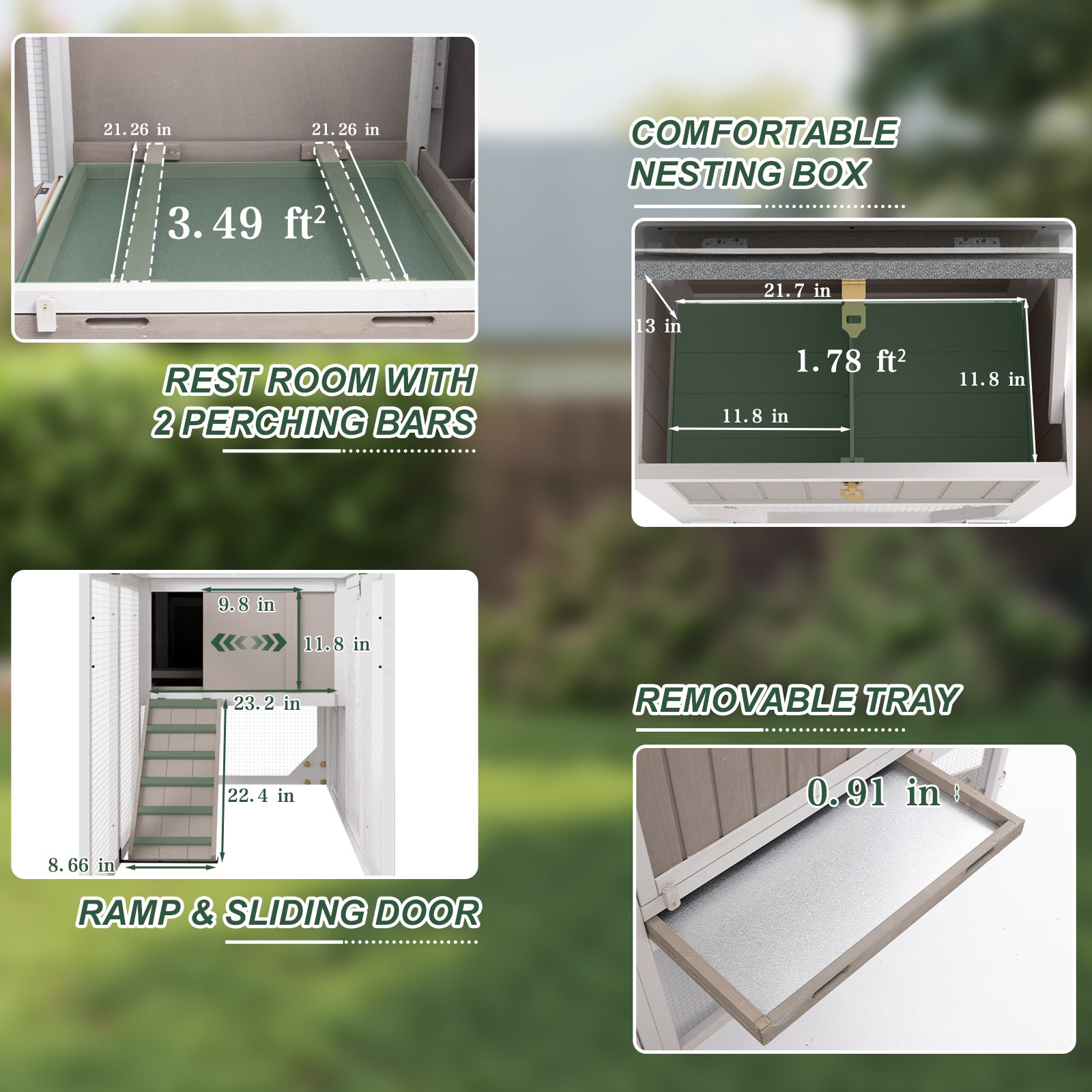 Small Chicken Coop with Run for 2–3 Chickens-Transparent Baffle Roof - PET82